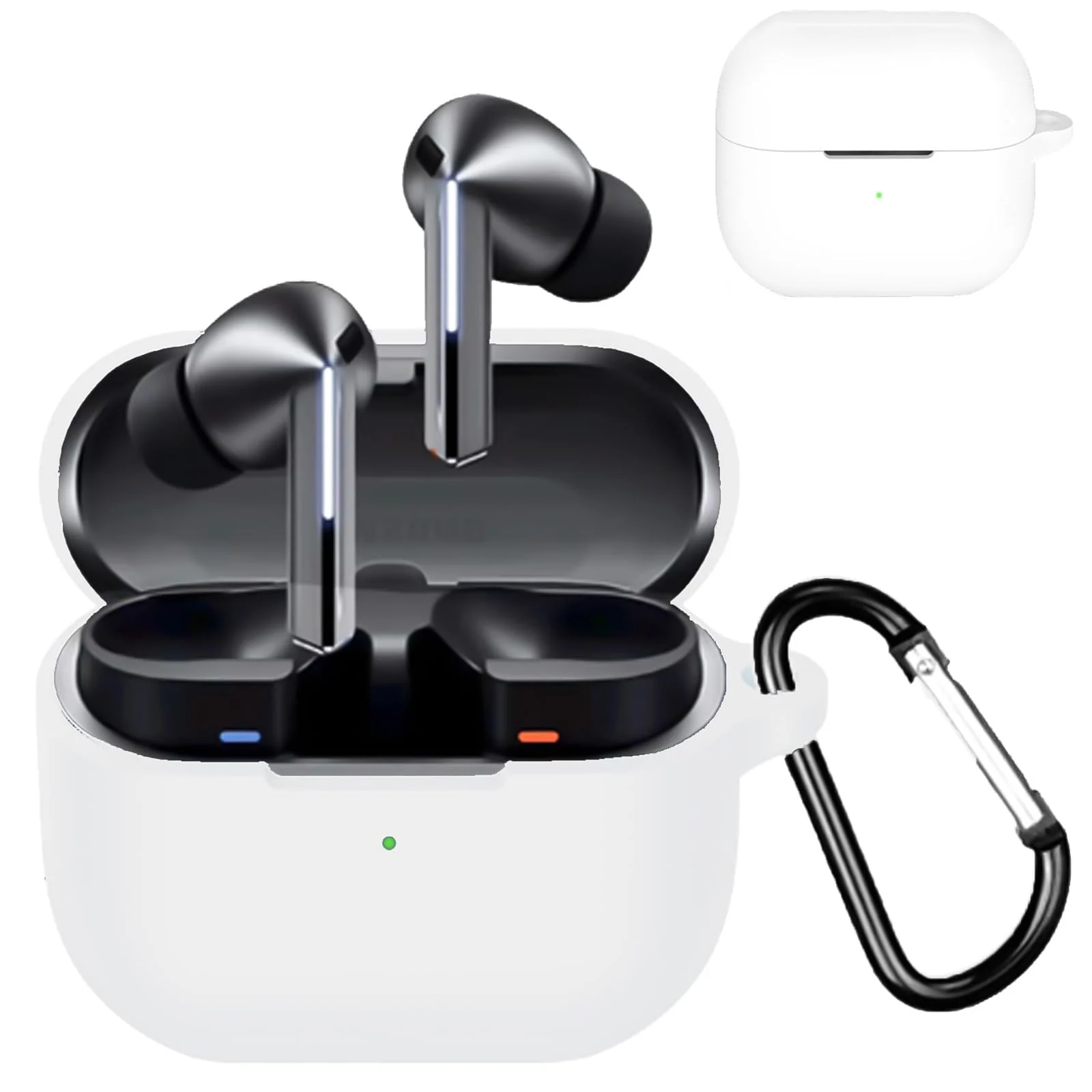DL3 Mobilak Compatible with Samsung Galaxy Buds 3 Pro/Buds 3 Case Cover, Soft Silicone Shockproof Protective Case Wireless Earbuds with Carabiner, Front LED Visible