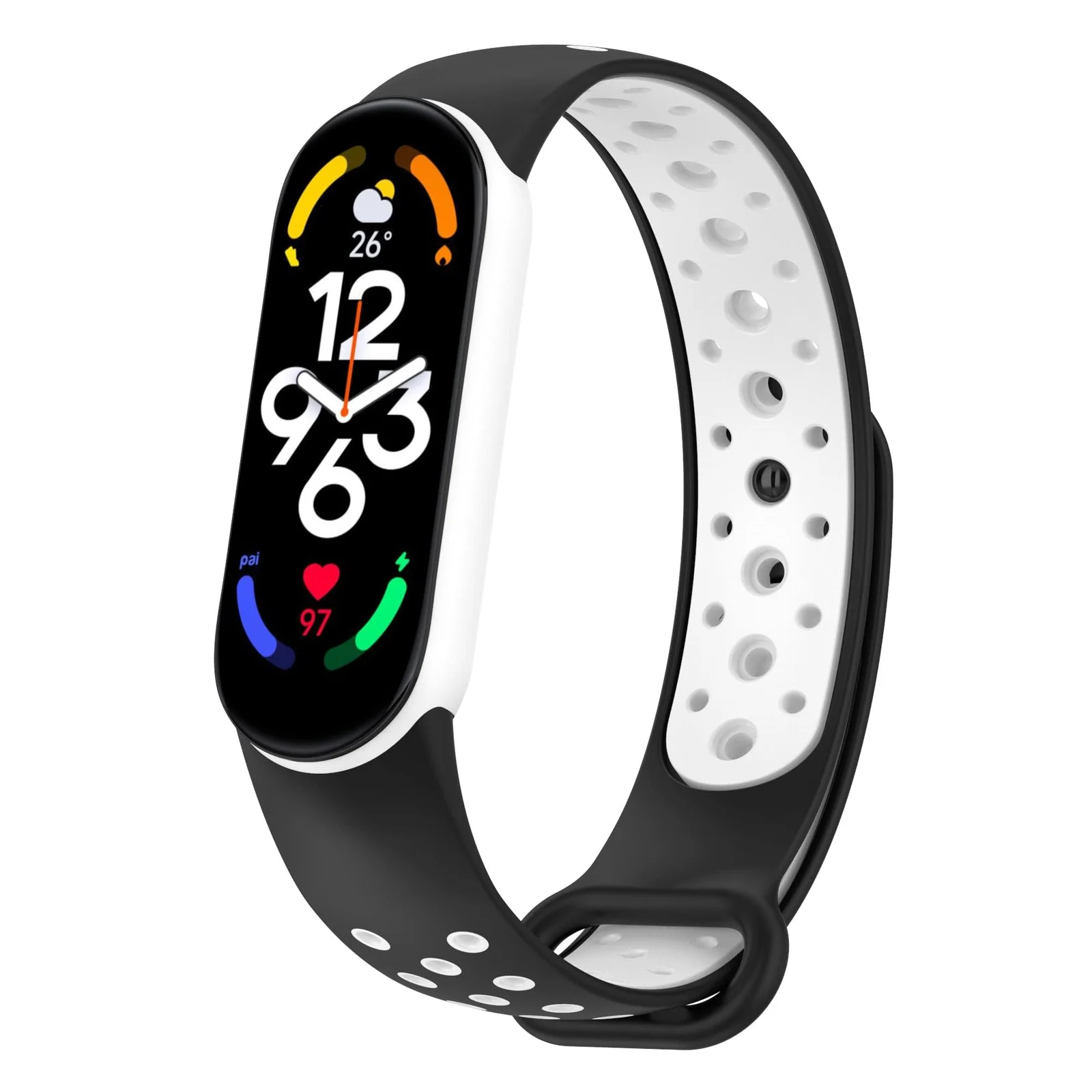 DL3 Mobilak Strap for Xiaomi Mi Band 7 6 5/Amazfit Band 5, Women Men Armband, Two Colours Breathable Adjustable Soft Silicone Replacement Strap for Xiaomi Mi Band 7/6/5/Amazfit Band 5 - Black White