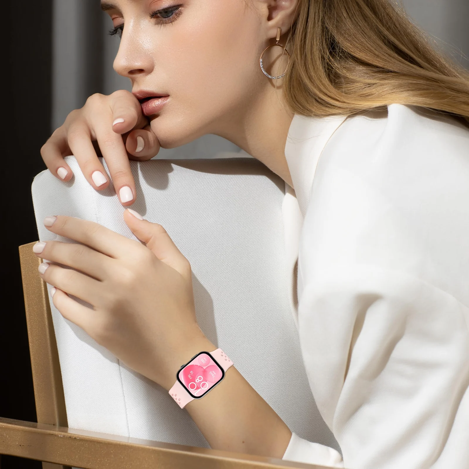 DL3 Mobilak Silicone Strap Compatible with Huawei Watch Fit 3/Fit 4/Fit 4 Pro Magnetic Metal Buckle Sport Silicone Breathable Strap for Men Women Band Quick Release Soft Replacment Wristband - Pink