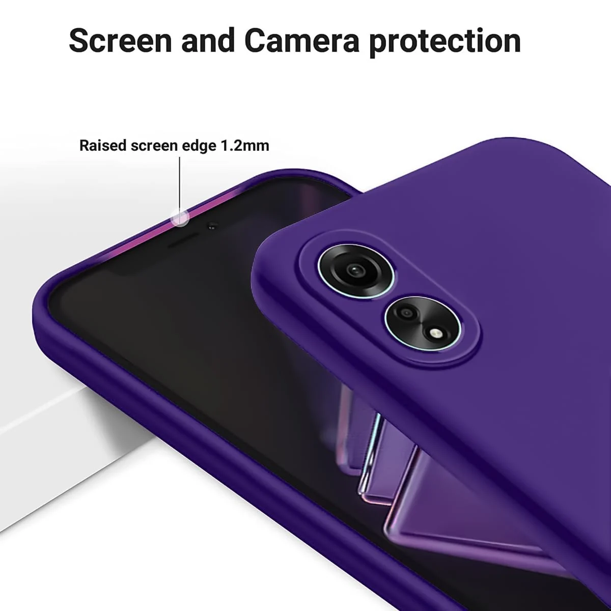 DL3 Mobilak OPPO A18 Case, Soft Flexible Silicone Gel Rubber Bumper Cover, Full Body Shockproof Protective Phone Case - Purple