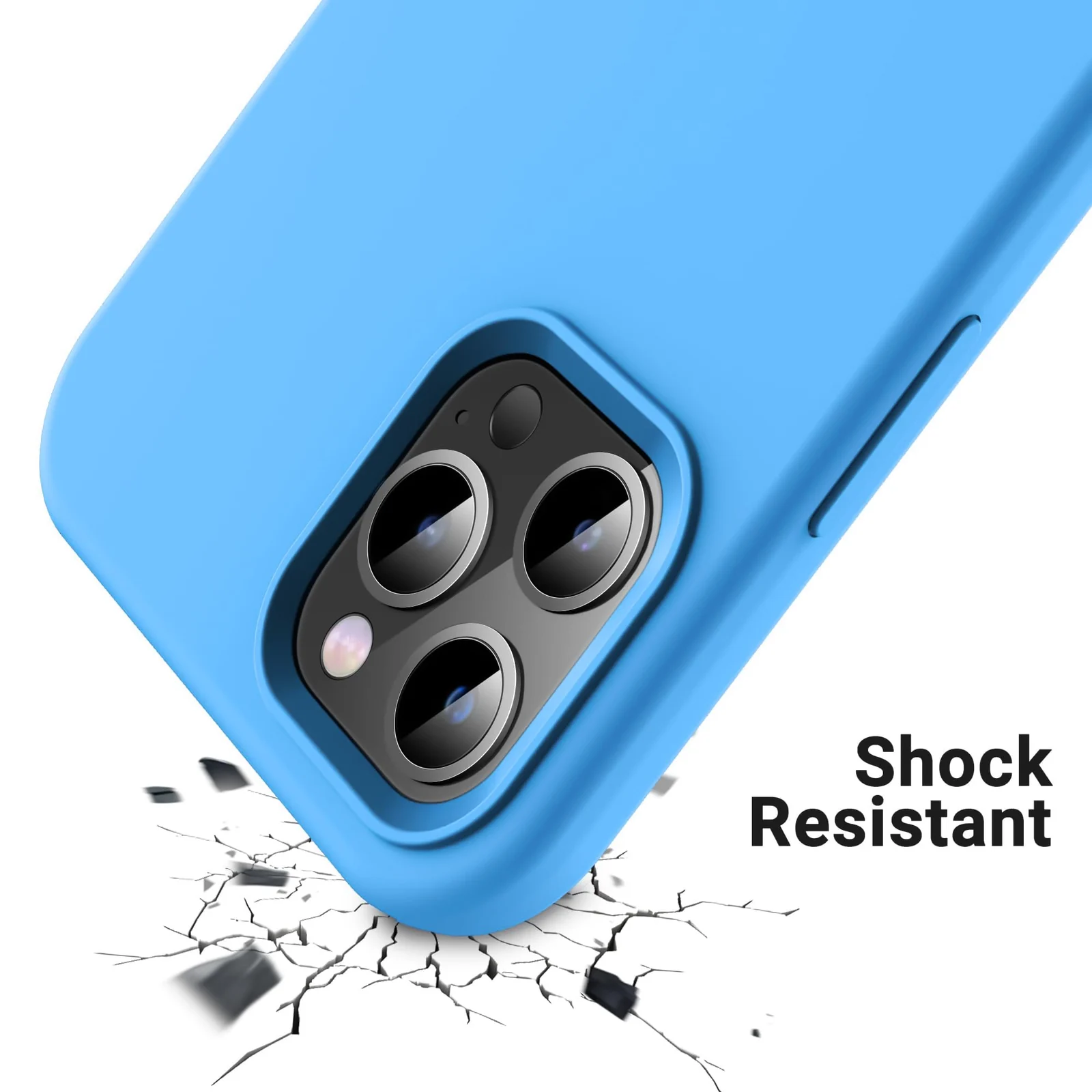 DL3 Mobilak Compatible with iPhone 14 Pro Max (6.7 Inch) Case, Liquid Silicone Case, Full Body Protective Cover, Shockproof, Slim Phone Case, Anti-Scratch Soft Microfiber Lining - Sky Blue