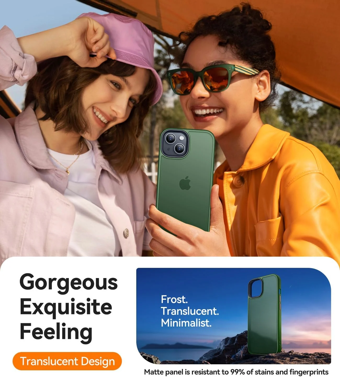 DL3 Mobilak Matte Protective Case for iPhone 13 / iPhone 14 with Camera Protection and Shockproof Design - Green