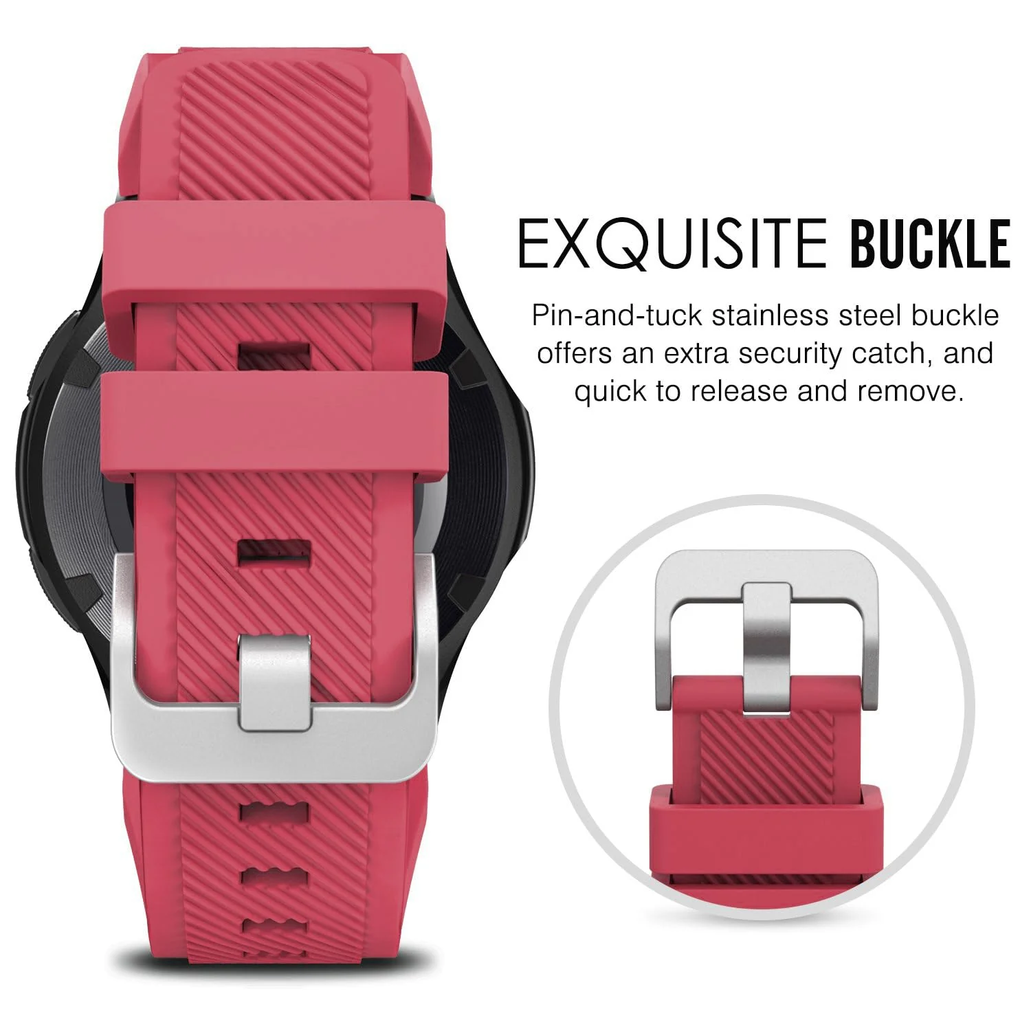 DL3 Mobilak Silicone Sport Band 22MM Xiaomi Redmi Watch 5 Active/5 Lite/Samsung Galaxy Watch 46mm/Watch 3 45mm/Gear S3/Huawei watch (GT6 GT5 GT4 GT3 GT2 GT 46MM)/GT2E/GT5 Pro/GT 6 Pro/Amazfit GTR 3/4 - Rose Red