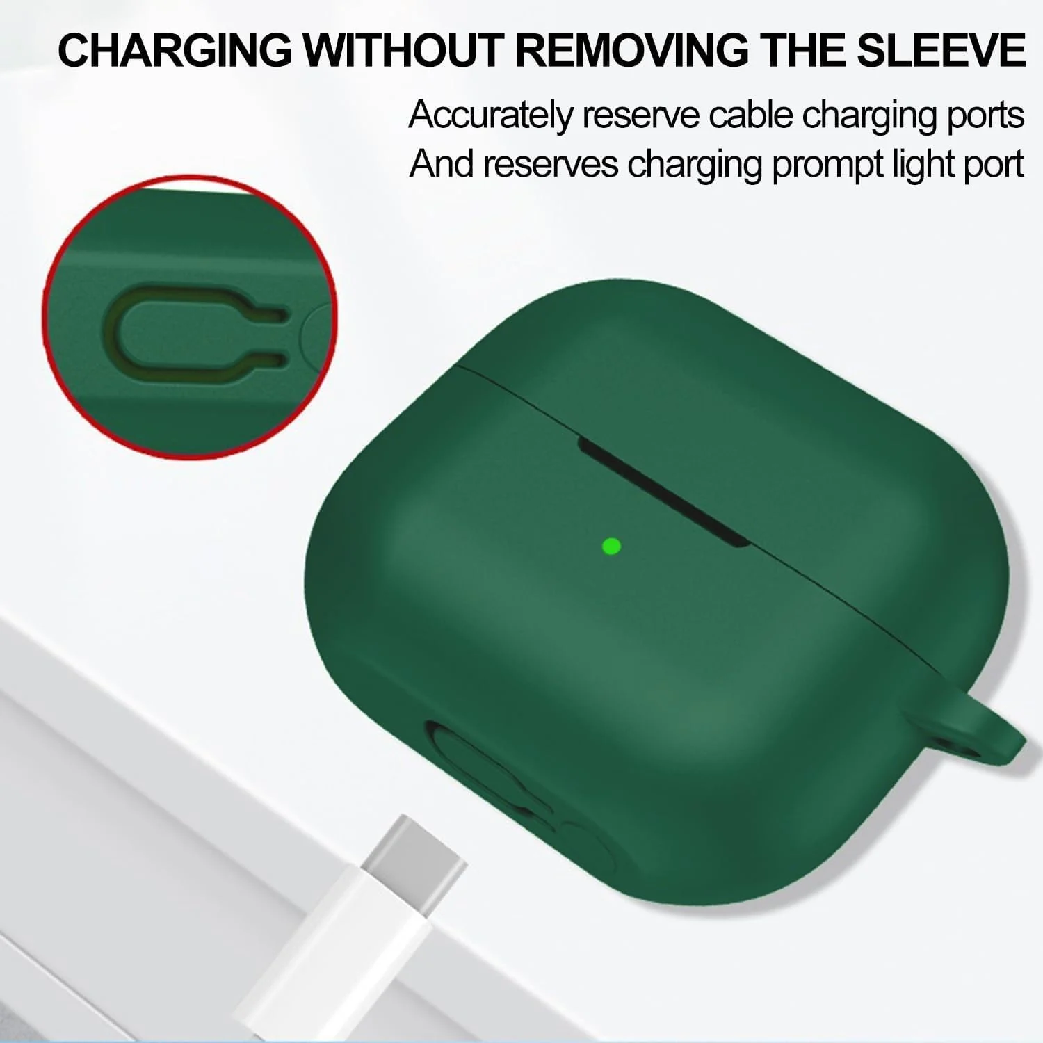 DL3 Mobilak Compatible with Samsung Galaxy Buds 3 Pro/Buds 3 Case Cover, Soft Silicone Shockproof Protective Case Wireless Earbuds with Carabiner, Front LED Visible - Green