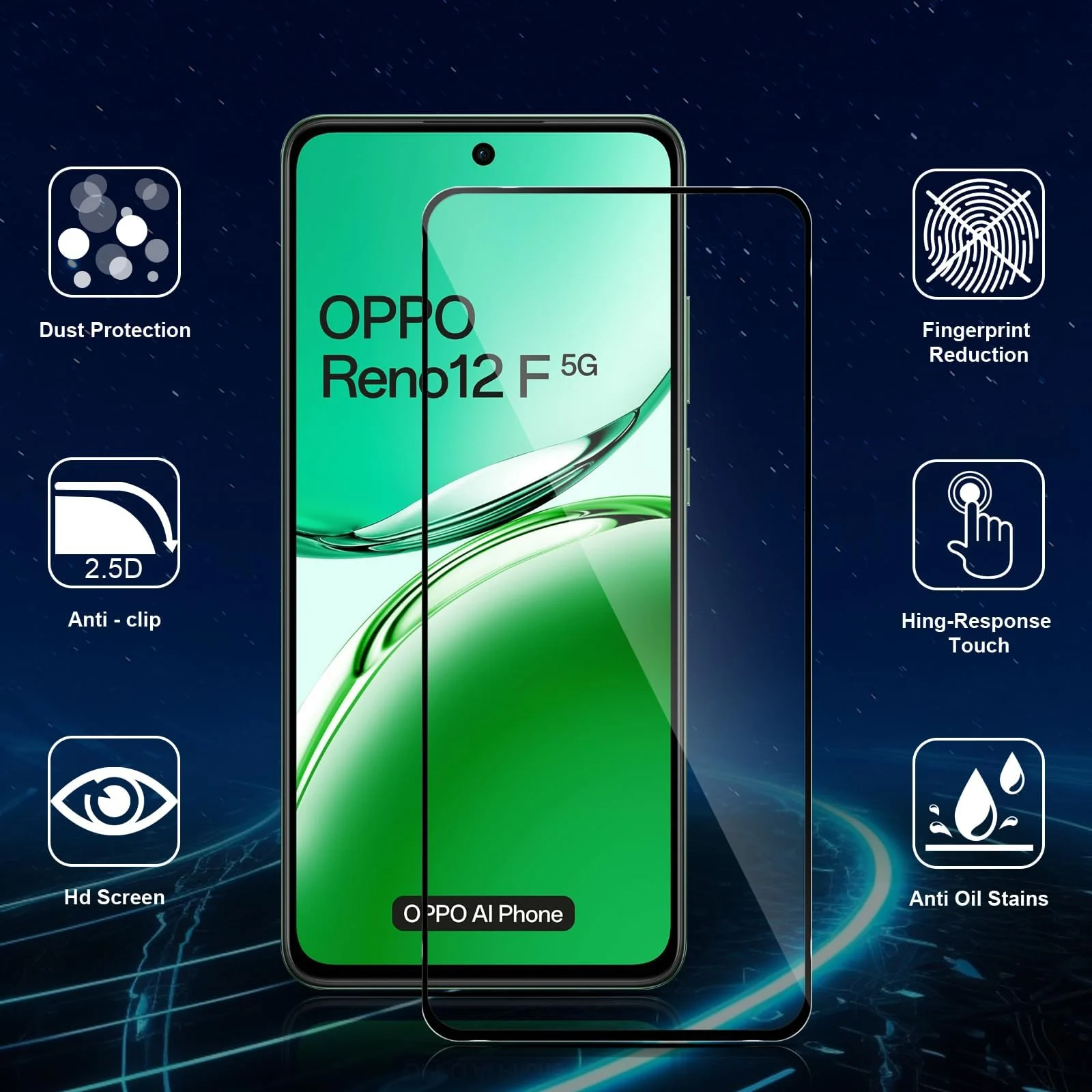 DL3 Mobilak for OPPO Reno 12F / Reno12 F 4G/5G Tempered Glass Screen Protector, 9H Hardness Anti-Scratch Tempered Glass flim, Case Friendly, Anti-Scratch For OPPO Reno 12 F - Clear