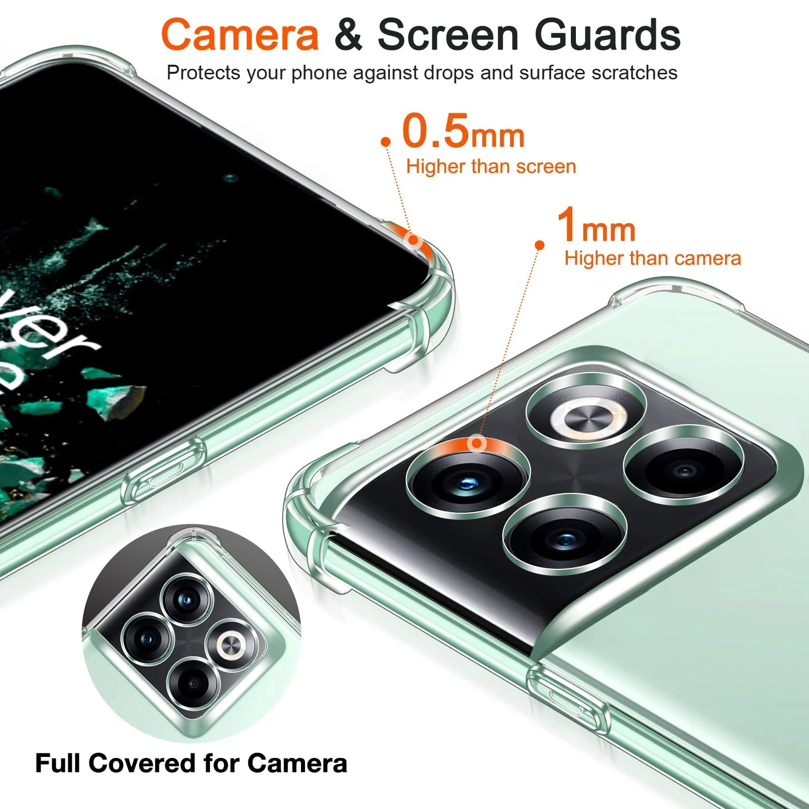 DL3 Mobilak Case Compatible with OnePlus 10T / OnePlus AcePro, Cover Silicone TPU Gorilla Anti-shock Protector Camera Shockproof Corners - Clear