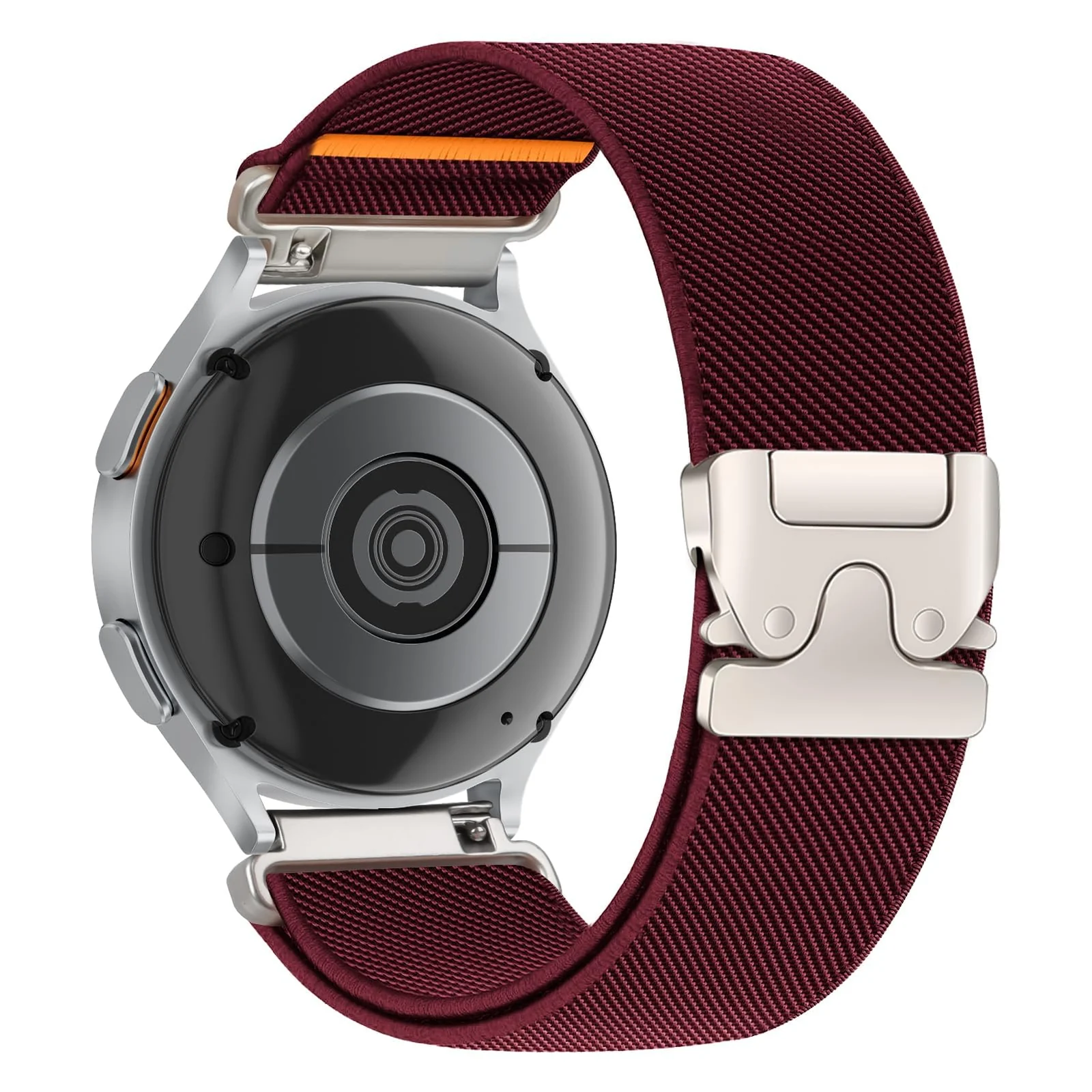 DL3 Mobilak Elastic Nylon Band For 20mm Stretchy Parachute buckle Strap for Samsung Galaxy Watch 7/6/5/4 40mm 44mm/Watch 5 Pro 45mm/S2 classic/active 2 40mm 44mm/Amazfi GTS 2/2e/3/3 Pro/4/GTS 2 Mini/4 Mini/Bip 3 - Wine Red