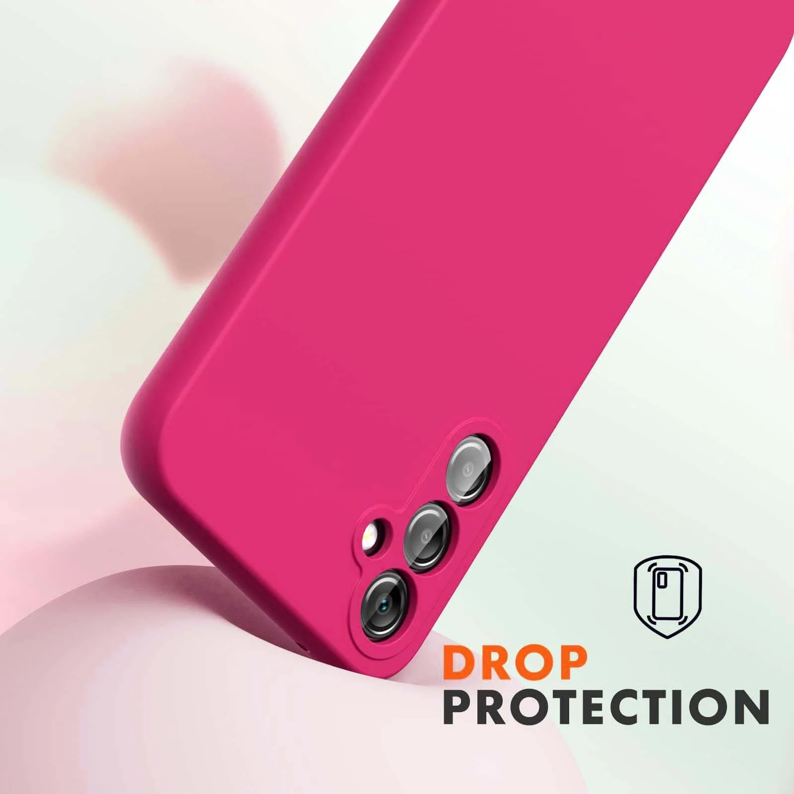 DL3 Mobilak Liquid Silicone Protective Case for Samsung Galaxy S23 FE with Microfiber Lining and Shockproof Design - Hot Pink