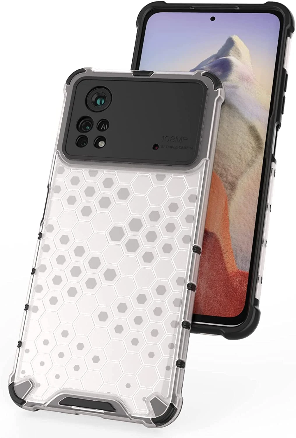 DL3 Mobilak Honeycomb Protective Case for Xiaomi Poco X4 Pro 5G, Shock-absorbing protection, Transparent design, Slim, lightweight profile - Clear