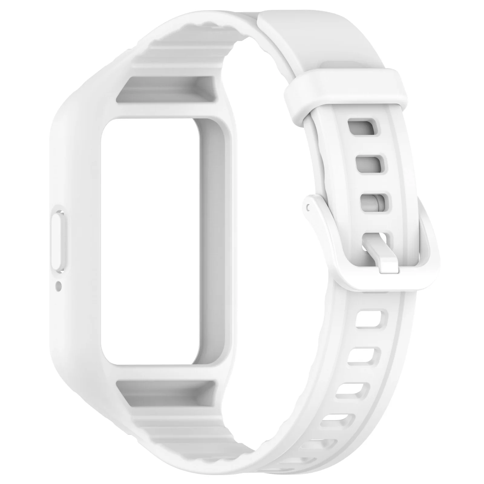 DL3 Mobilak Strap Compatible with Samsung Galaxy Fit 3 SM-R390, Silicone Sport Band Replacement Watchband with Bumper Case for Samsung Galaxy Fit 3, Adjustable Wristband - White