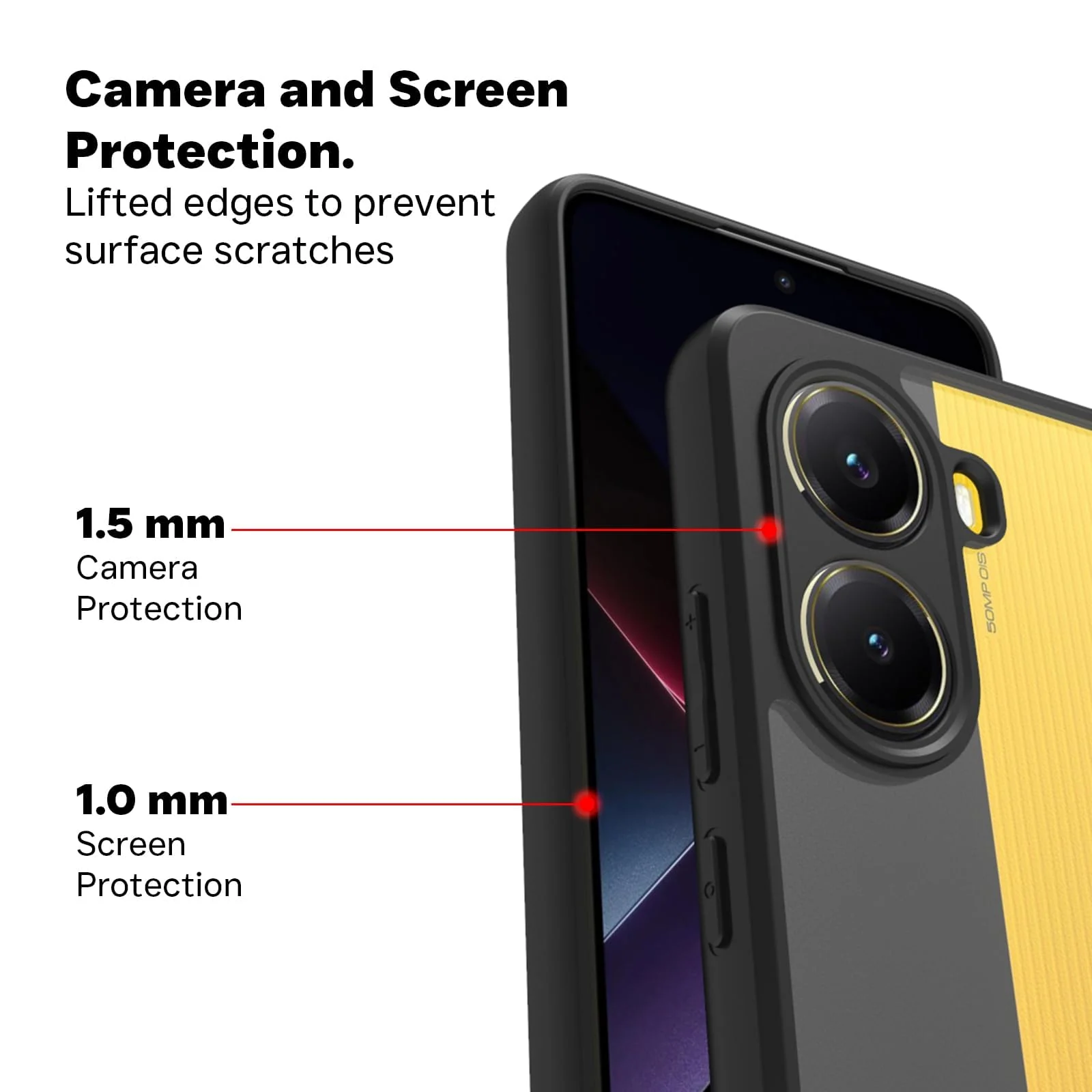 DL3 Mobilak Rugged Protective Case for Xiaomi Poco X7 Pro 5G / Redmi Turbo 4 5G, Camera protection, Shock-absorbing protection, Scratch-resistant surface - Black