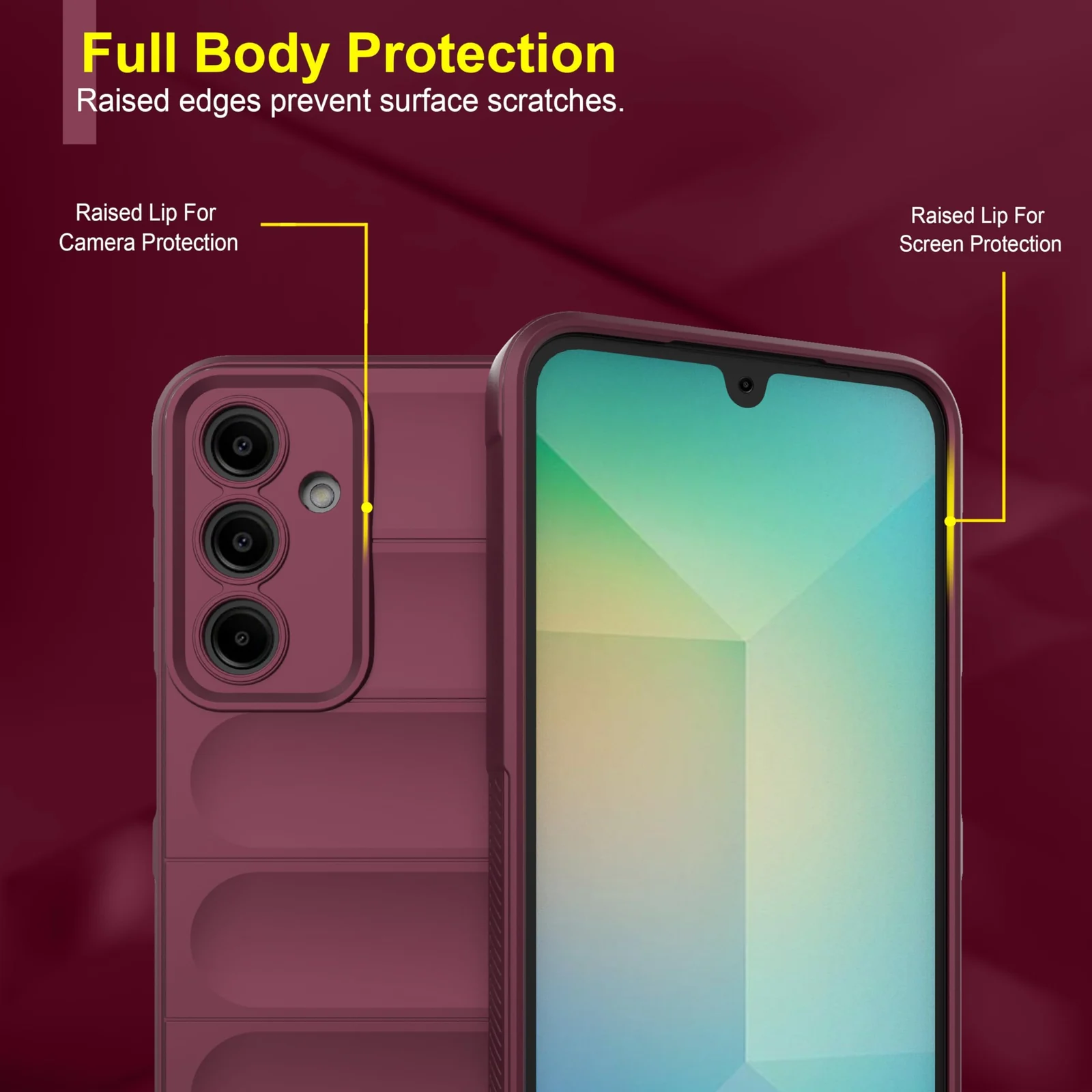 DL3 Mobilak Silicone Case for Samsung Galaxy A25 Heavy Duty Protective [Slim Fit] Shockproof Soft Flexible Protective Design Shock-Absorption TPU Cover With Camera Protection - Wine Red