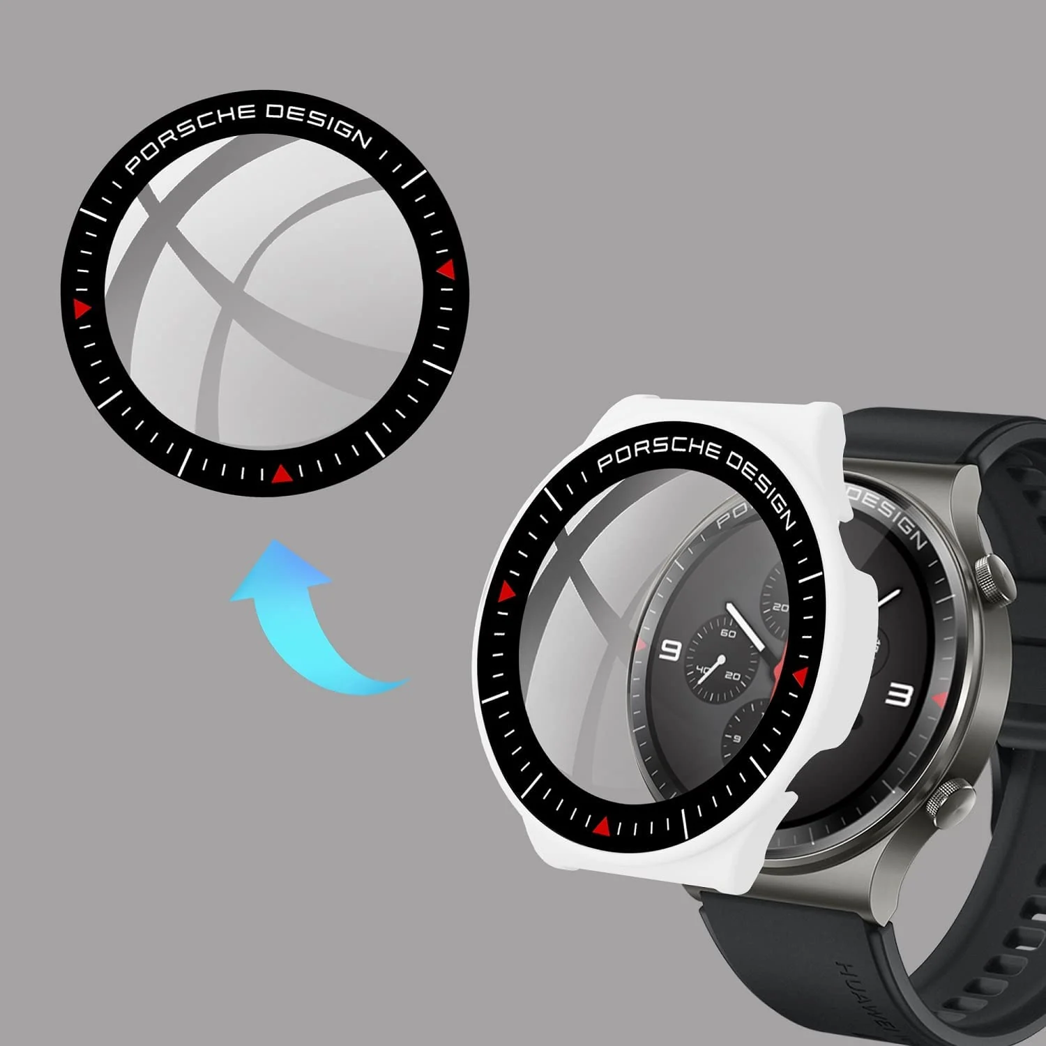 DL3 Mobilak Case Compatible with Huawei Watch GT2 Pro PC Cover with Bezel Tempered Glass Protection, Ultra Thin Full Protection for Huawei Watch GT 2 Pro Protective Case - White