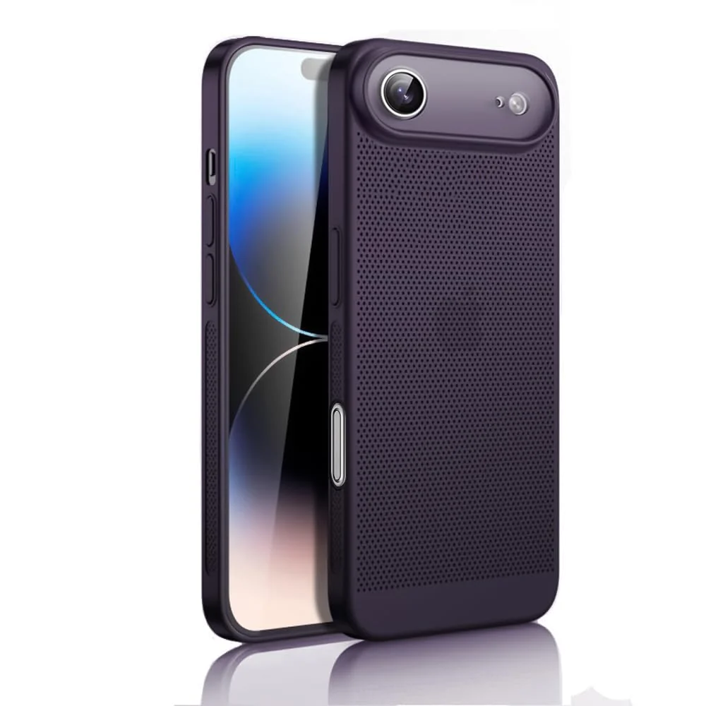 DL3 Mobilak Case for iPhone 17 Air Heat Dissipation with Built-in Camera Lens Protector Slim Fit Breathable Cooling Anti-Fingerprint Hard PC Back Shockproof Cover - Purple