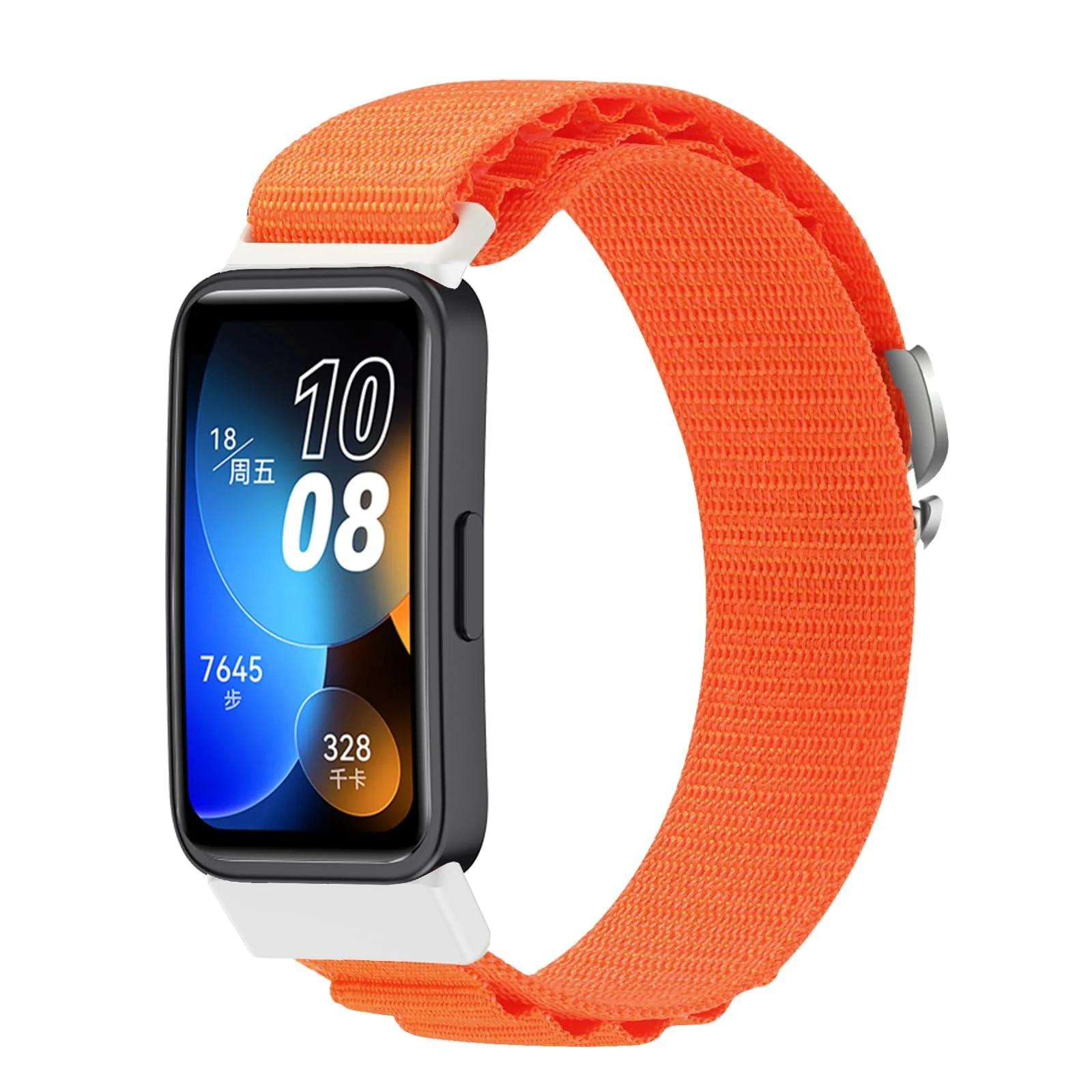 DL3 Mobilak Compatible with Huawei Band 8/Huawei Band 9 Replacement Strap, Nylon Wristband, Adjustable Sports Bracelet, Sport Band with G Hooks, Nylon Watch Strap - Orange