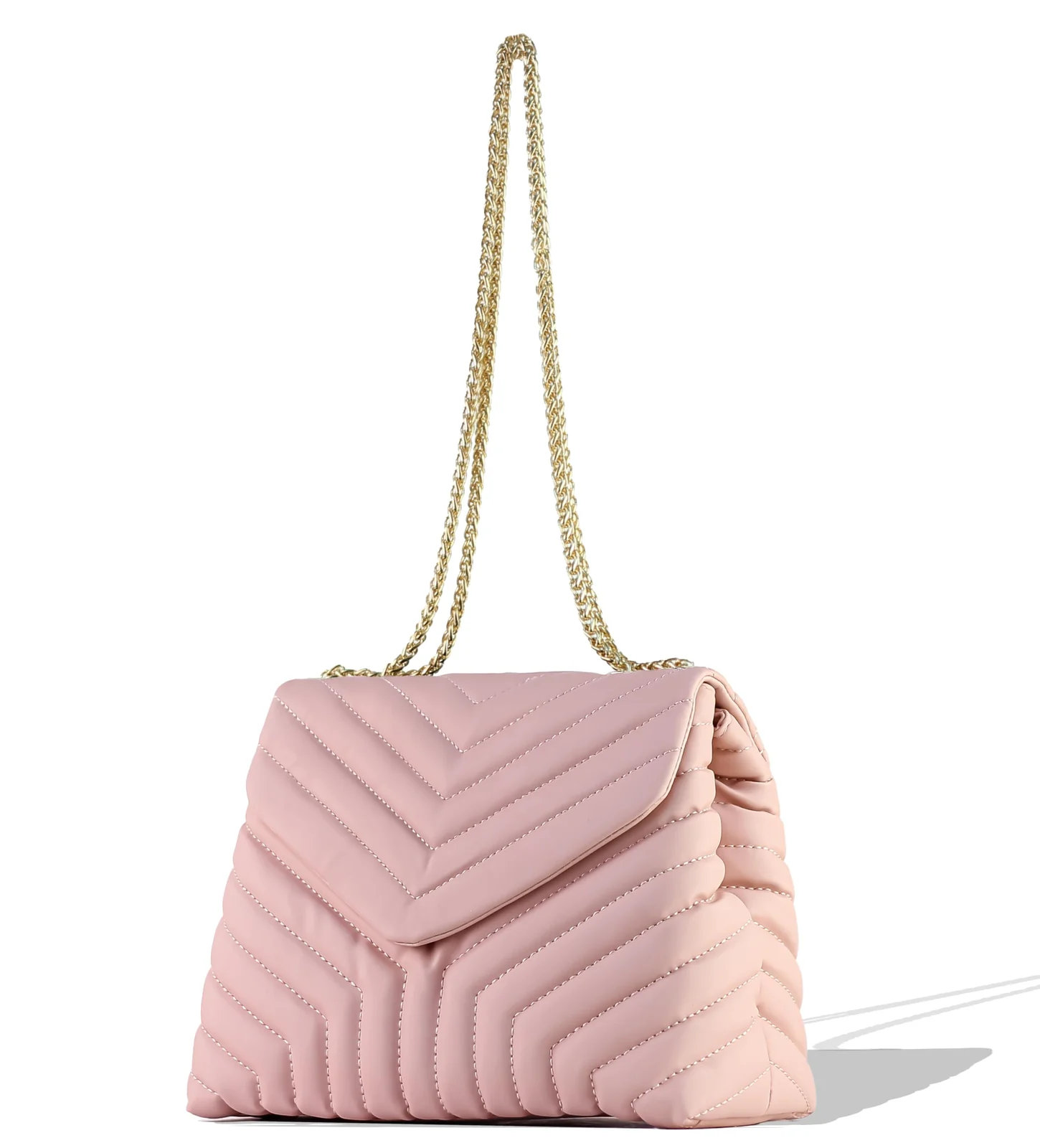 Mobigon Women's Quilted Crossbody Bag, PU Leather Shoulder Purse with Gold Chain Strap, Chevron Flap Handbag for Daily Use, Work, Travel & Evening