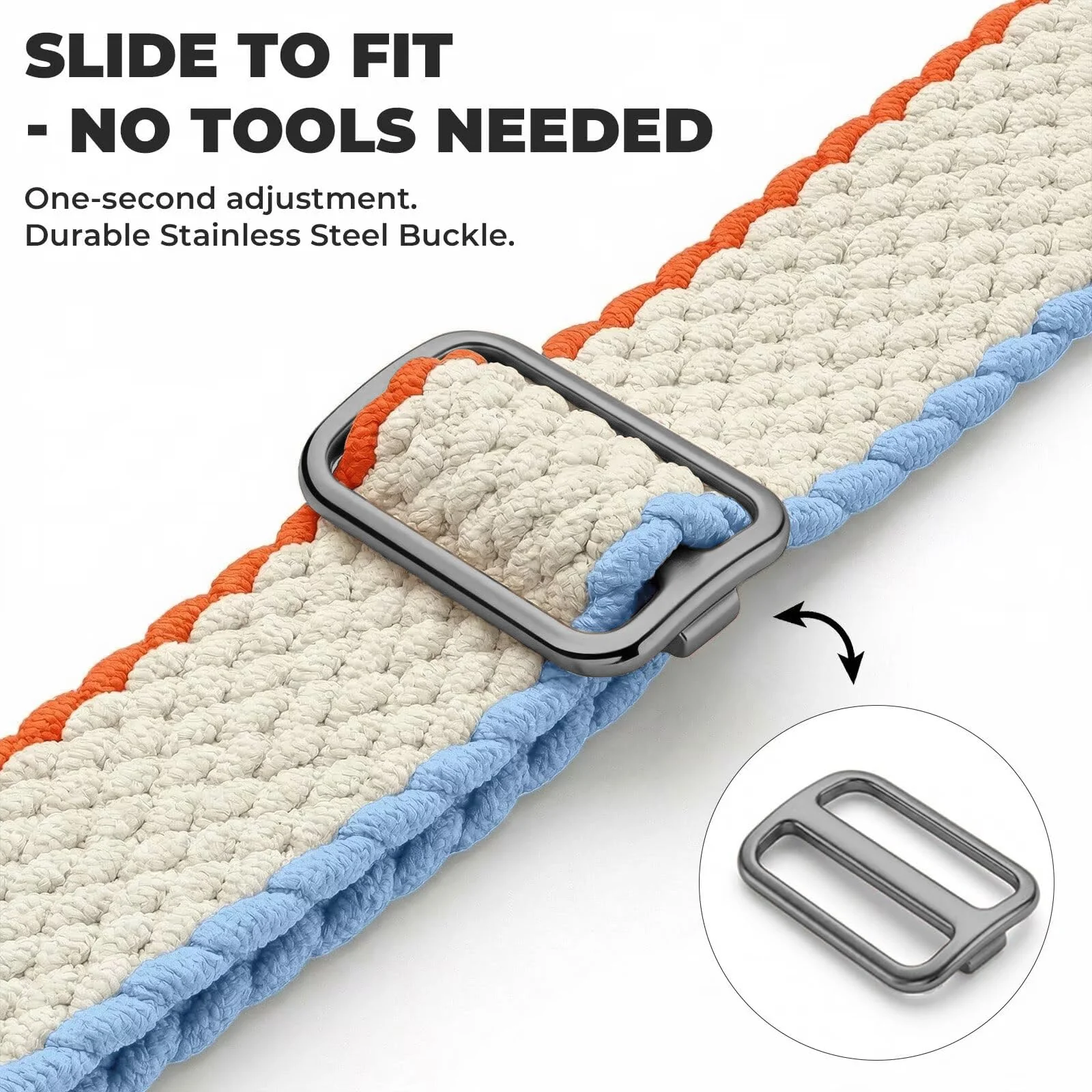 DL3 Mobilak 20mm Stretchy Nylon Strap For Samsung Galaxy Watch 7/6/5/4/FE Band 40mm 44mm/Galaxy Watch 6/4 Classic Bands 47mm 43mm 46mm 42mm/Watch 5 pro 45mm/3 41mm/Active 2, Sport Breathable Braided Wristband - Cream