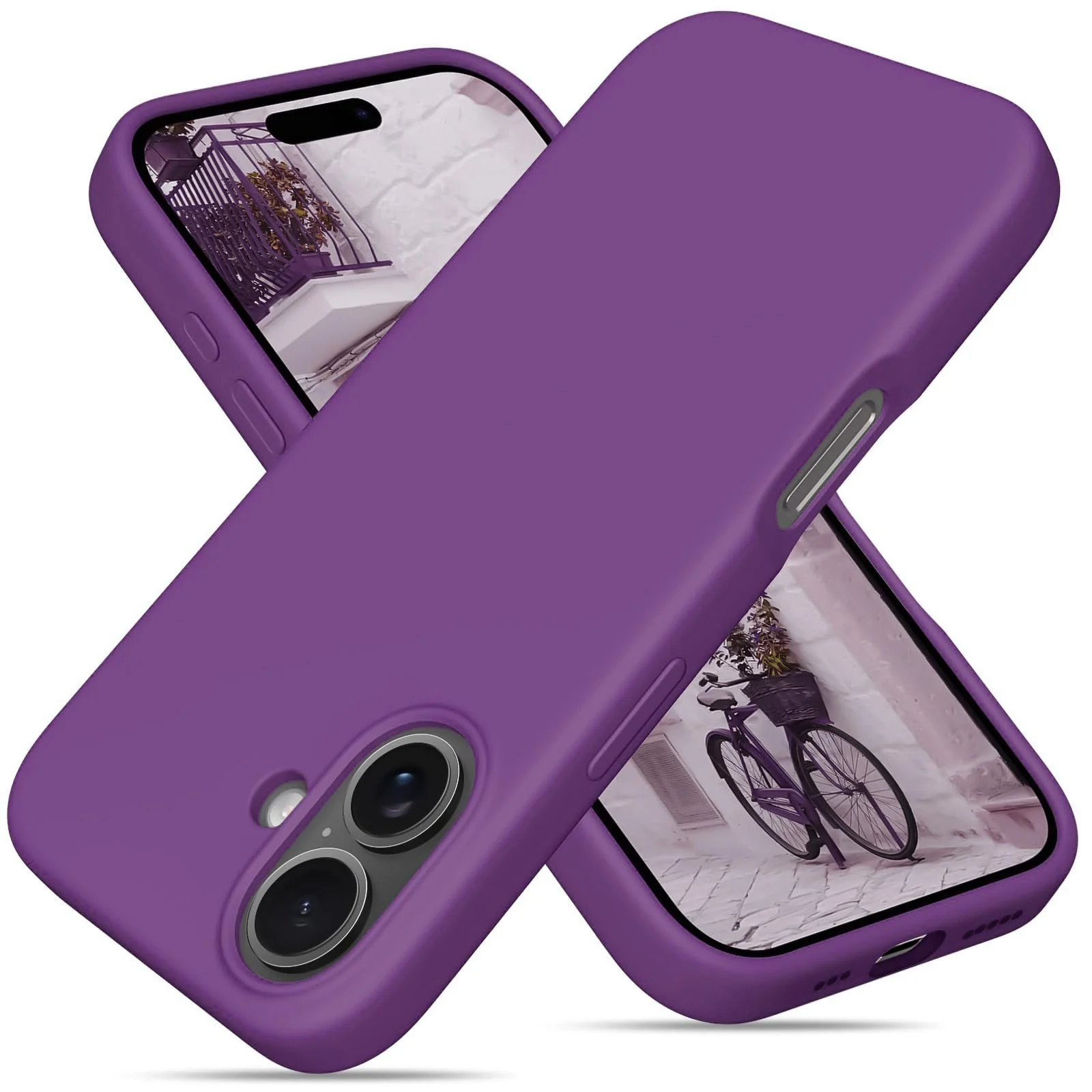 DL3 Mobilak Liquid Silicone Case for iPhone 16 6.1-inch, Supports wireless charging, Shock-absorbing protection, Scratch-resistant surface - Violet