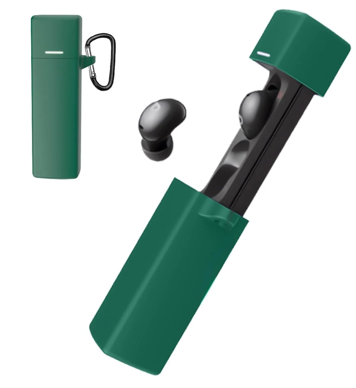 DL3 Mobilak Compatible with Anker Soundcore Anker A30i Case Cover, Soft Silicone Shockproof Protective Case Wireless Earbuds with Carabiner, Front LED Visible - Green