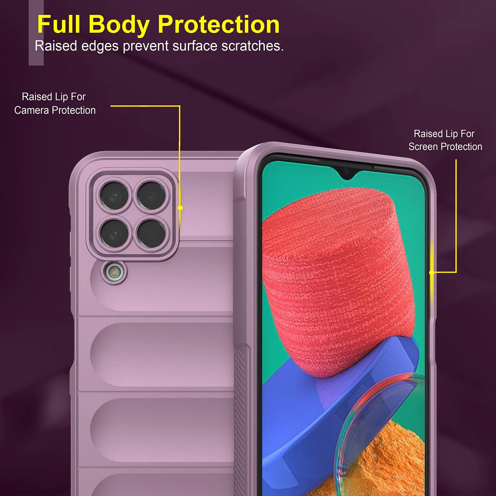 DL3 Mobilak Flexible Silicone and TPU Protective Case with Camera Protection for Samsung Galaxy M33 5G - Purple