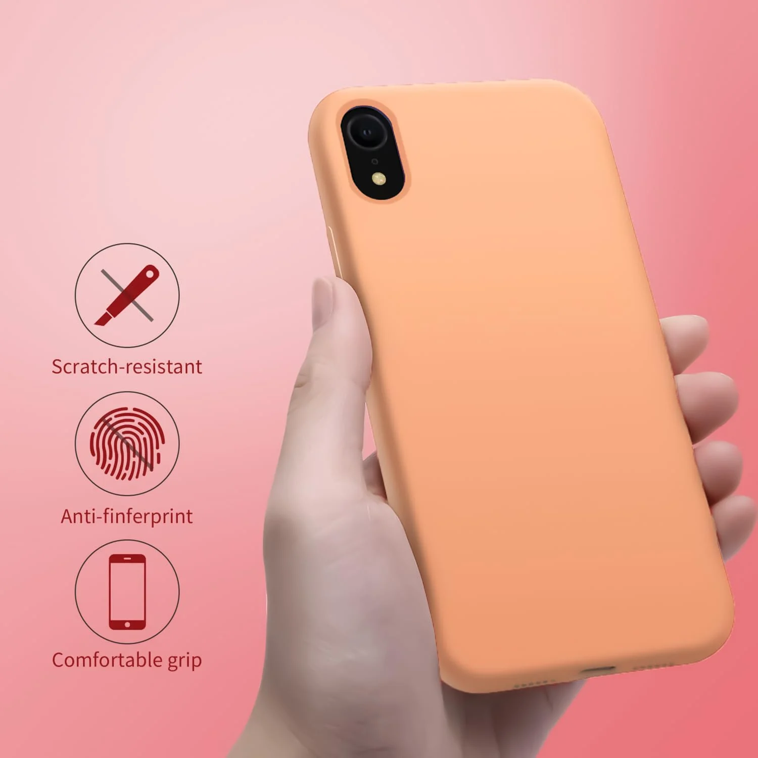 DL3 Mobilak Compatible with iPhone XR Case, Liquid Silicone Case, Full Body Protective Cover, Shockproof, Slim Phone Case, Anti-Scratch Soft Microfiber Lining - A. Orange