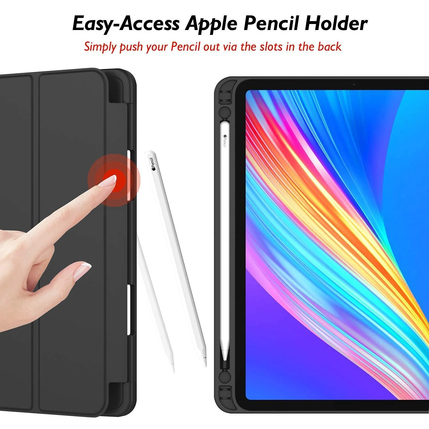 DL3 Mobilak iPad Pro 11 Inch Case 2022(4th Gen)/2021(3rd Gen)/2020(2nd Gen) with Pencil Holder, Smart iPad Case [Support Touch ID and Auto Wake/Sleep] with Auto 2nd Gen Pencil Charging - Black