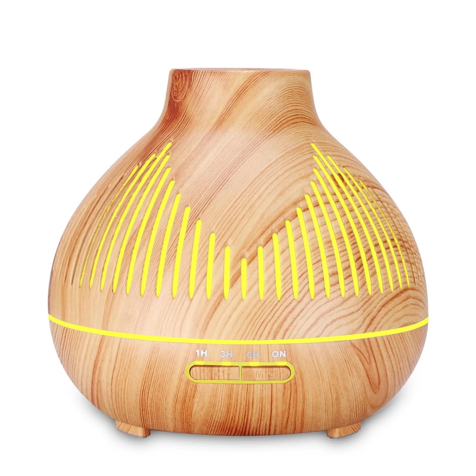 Mobigon Wood Cool Mist Ultrasonic Humidifier for Room Moisture, Aroma Diffuser for Home, 400ml Essential Oil Diffuser with 7 Colorful Night Light, Auto Shut-Off, Home, Office - B. Light Brown