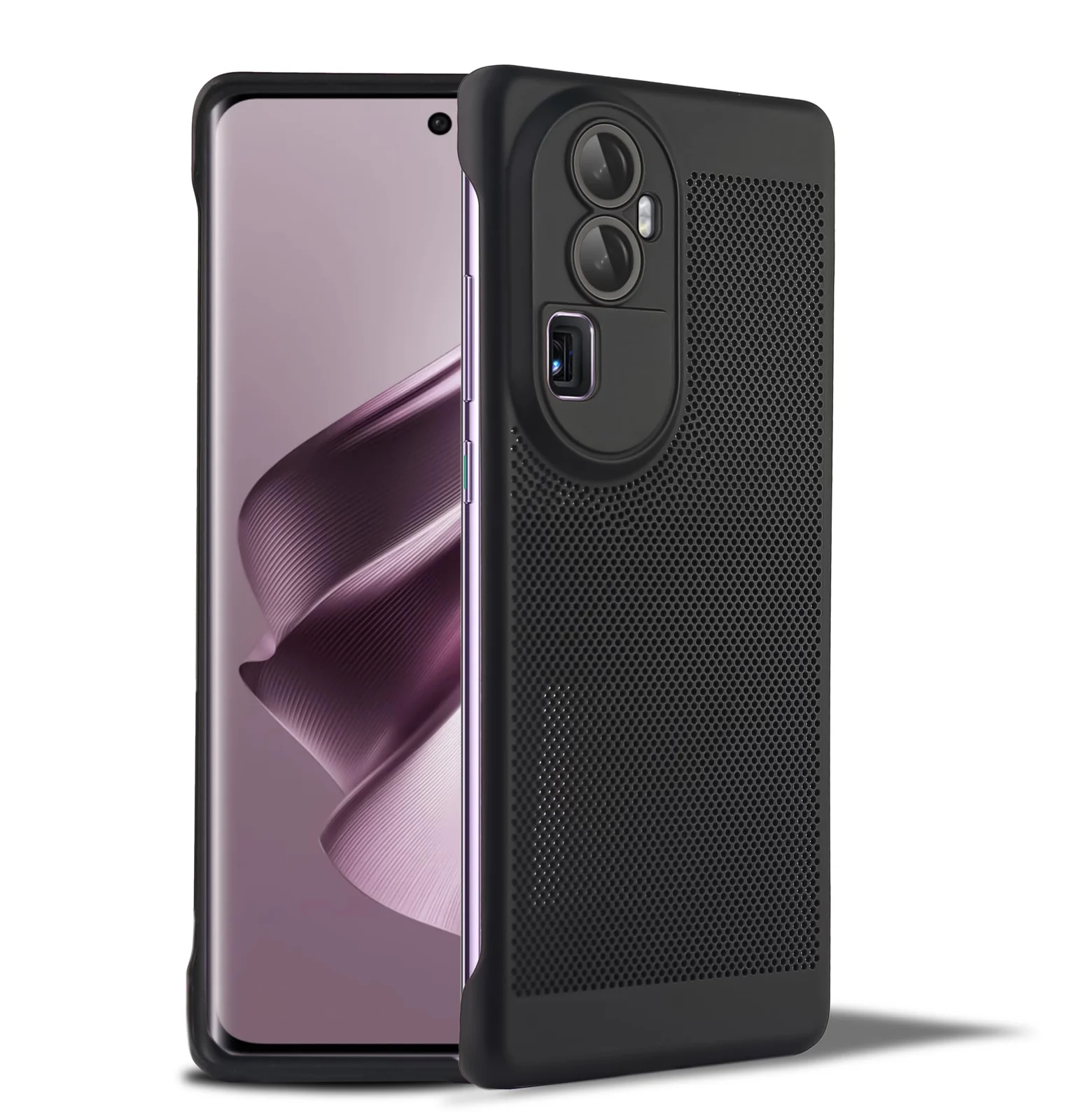 DL3 Mobilak Heat-Dissipation Hard PC Case with Built-In Camera Lens Protector for OPPO Reno 10 Pro Plus - Black