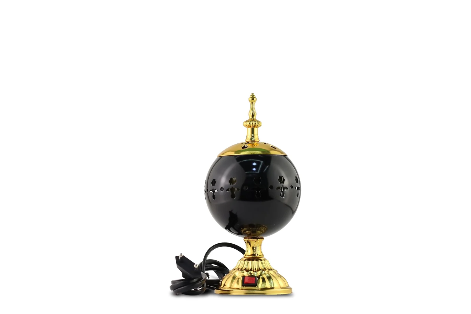 Mobigon Arabian Electric Incense Burners metal Vintage Arabic Burner, Middle Eastern Incense Holder- Electric Incense Burner Bakhoor Suitable For Arabian Oud, Home, Hotel Decor - B. Blak&Gold