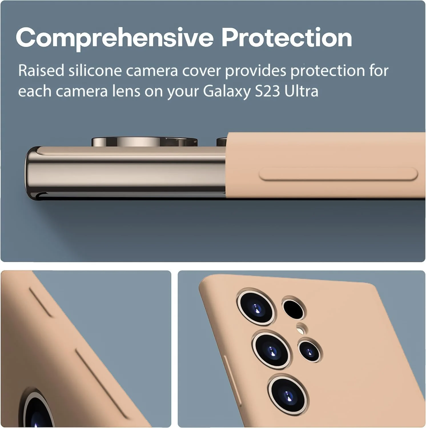DL3 Mobilak Silicone Protective Case for Samsung Galaxy S22 Ultra 5G, Shock-absorbing protection, Scratch-resistant surface, Soft microfiber lining - Light Orange