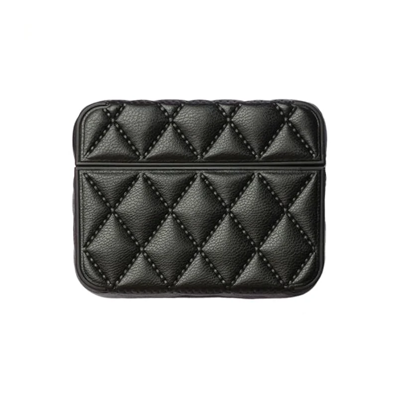 MOBIGON Diamond-Quilted PU Leather Case with Lanyard for Apple AirPods Pro 1 / 2, Black