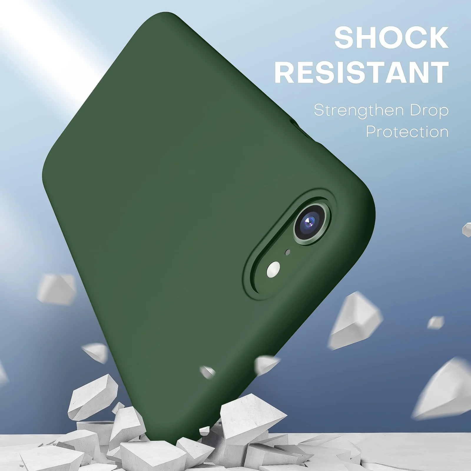 DL3 Mobilak Liquid Silicone Protective Case with Soft Microfiber Lining for iPhone SE 2022, SE 2020, iPhone 7, iPhone 8 - A.Green