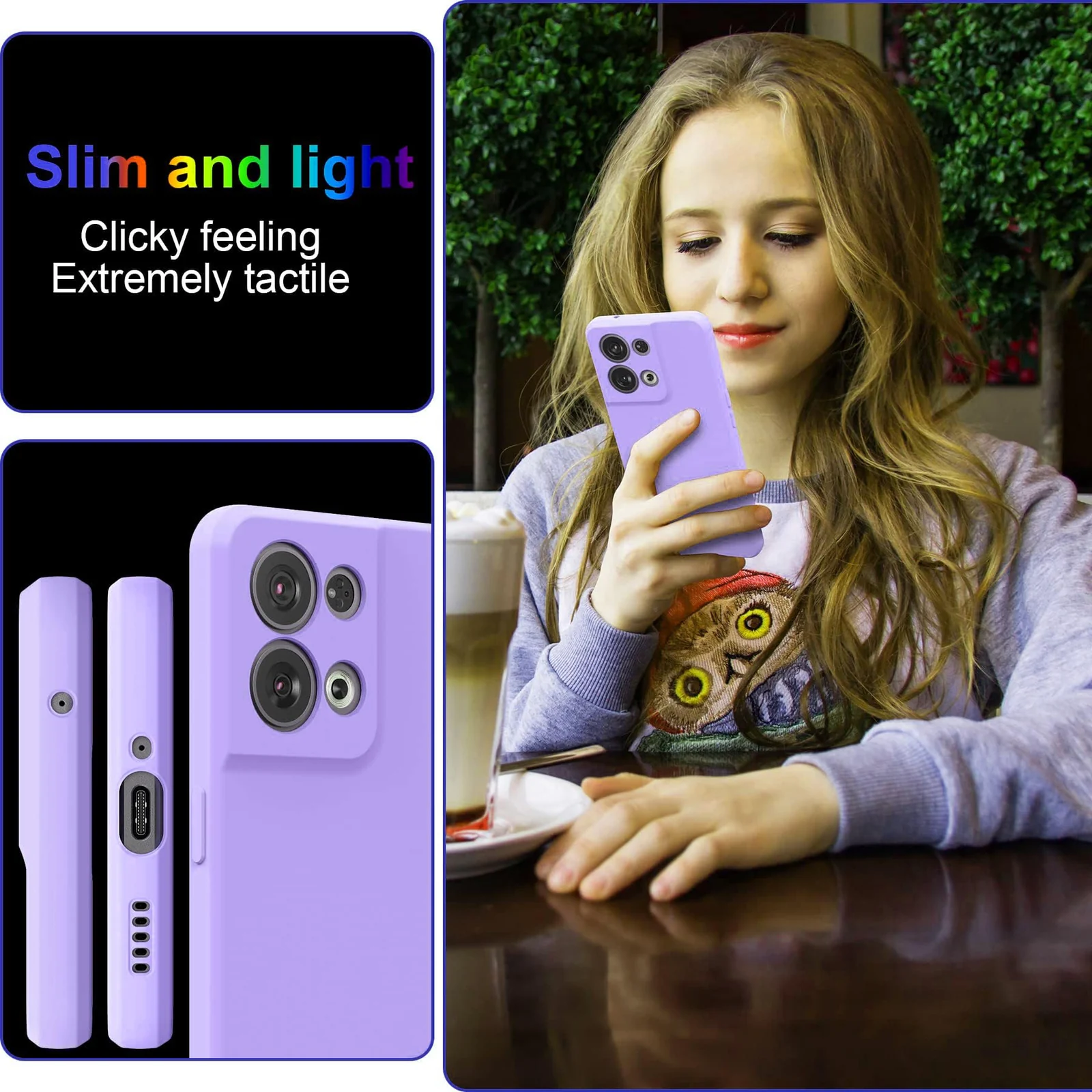 DL3 Mobilak Soft Silicone Protective Case for OPPO Reno 8 5G with Microfiber Lining and Shockproof Design - Lavender