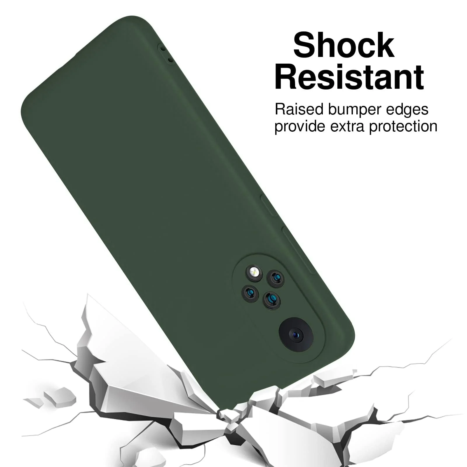 DL3 Mobilak Silicone Protective Case for Honor 50 / Huawei Nova 9, Shock-absorbing protection, Scratch-resistant surface, Soft microfiber lining - Green