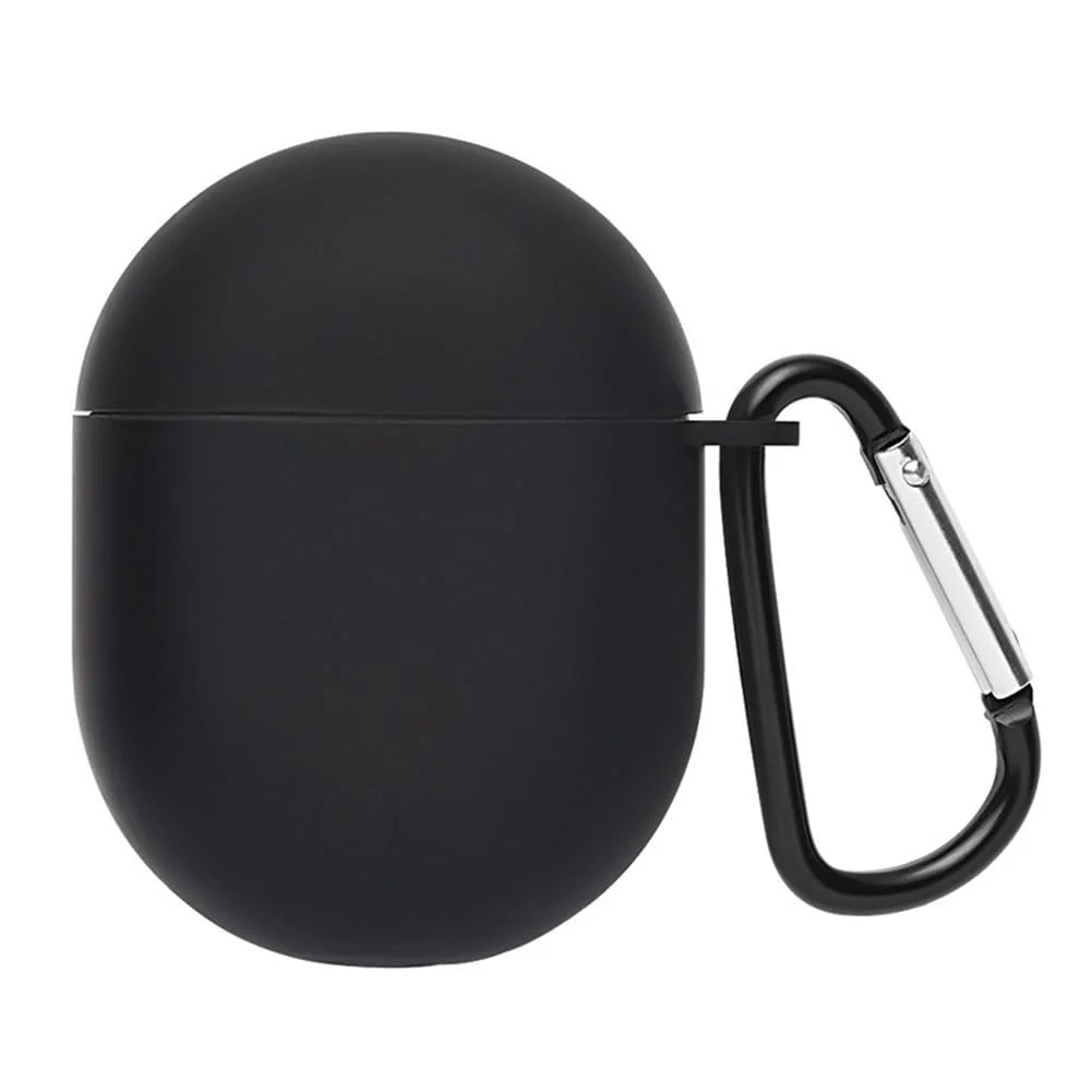 DL3 Mobilak Silicone Case Compatible with Xiaomi Redmi Buds 4 Earbuds, Soft Silicone Protective Case Cover, Shockproof Sleeve with Carabiner - Black