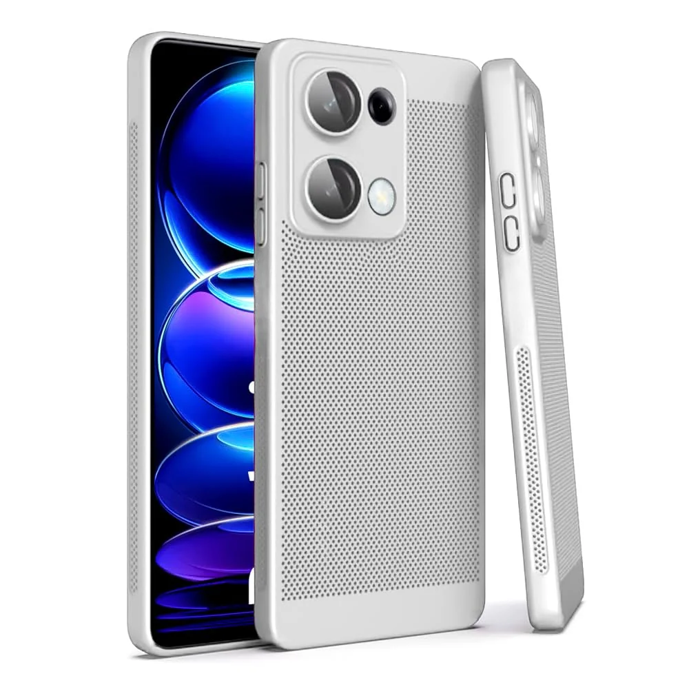DL3 Mobilak Heat-Dissipation Hard PC Case with Built-In Camera Lens Protector for Xiaomi Redmi Note 13 Pro 4G / Poco M6 Pro 4G - White