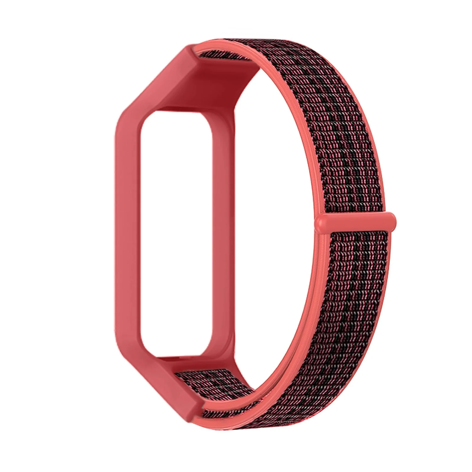 DL3 Mobilak Nylon Strap for Redmi Smart Band 2 / Xiaomi Smart Band 8 Active, Sports Bracelet and Replacement Strap Soft Breathable for Xiaomi Mi Band 8 Active/Redmi Band 2 - Red Black