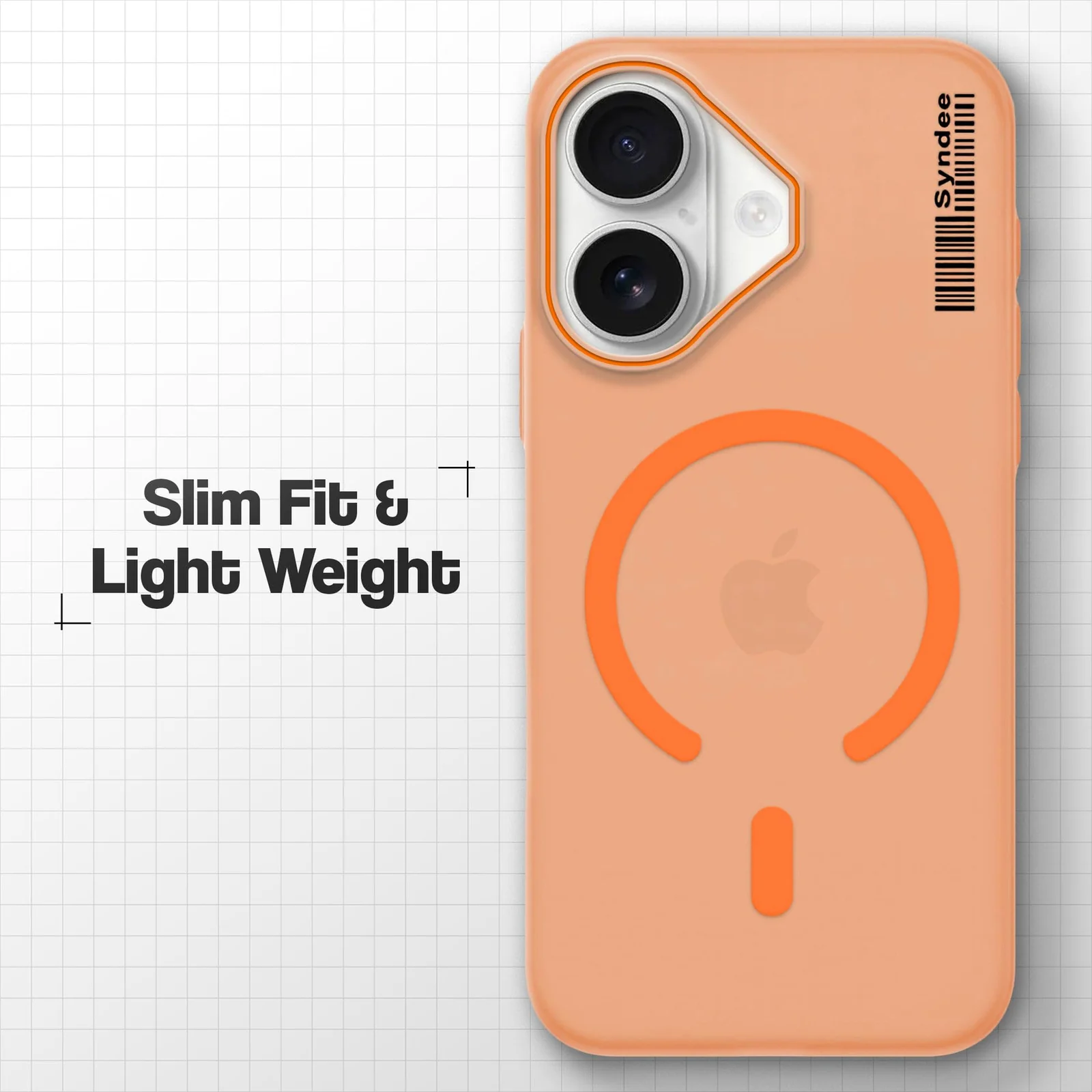 DL3 Mobilak Matte MagSafe-Compatible Magnetic Case for iPhone 17 with Camera Protection and Ring Holder - Orange