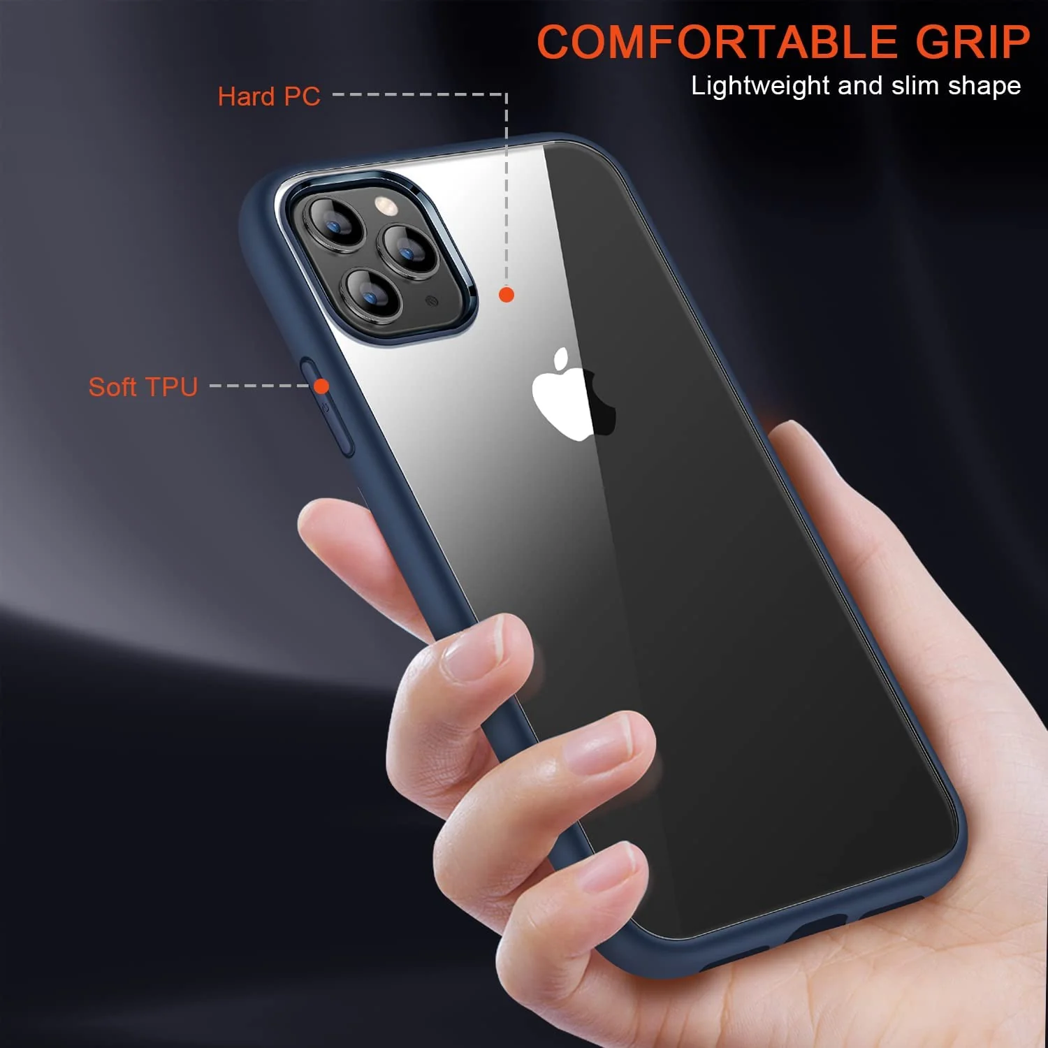 DL3 Mobilak Case Compatible With iPhone 14 (6.1 Inch), Clear Case Shockproof Hard PC +Soft Silicone [Not Yellowing] Transparent Protective Slim Case Phone - Blue
