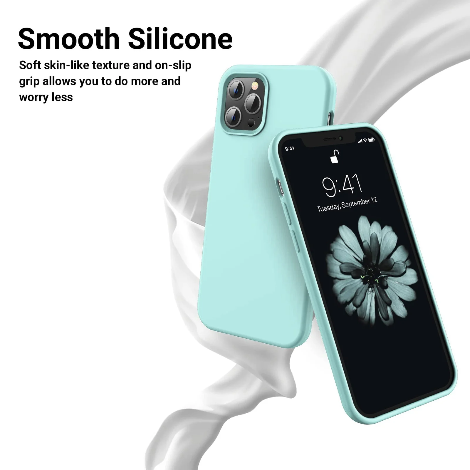 DL3 Mobilak Liquid Silicone Protective Case for iPhone 15 Pro Max with Camera Protection and Microfiber Lining - Turquoise