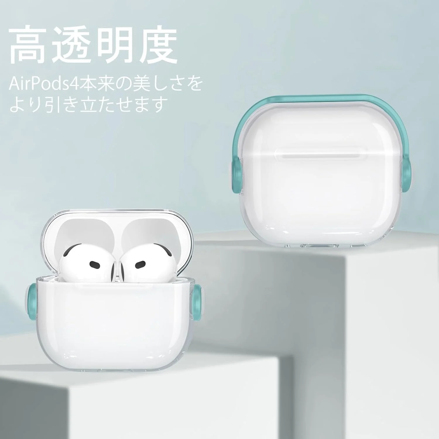 DL3 Mobilak Case for Apple AirPods 4 [With Closure Lid] [Front LED Visible] [With Wrist Strap] Skin Case Compatible with AirPods 4(2024) - Clear Green