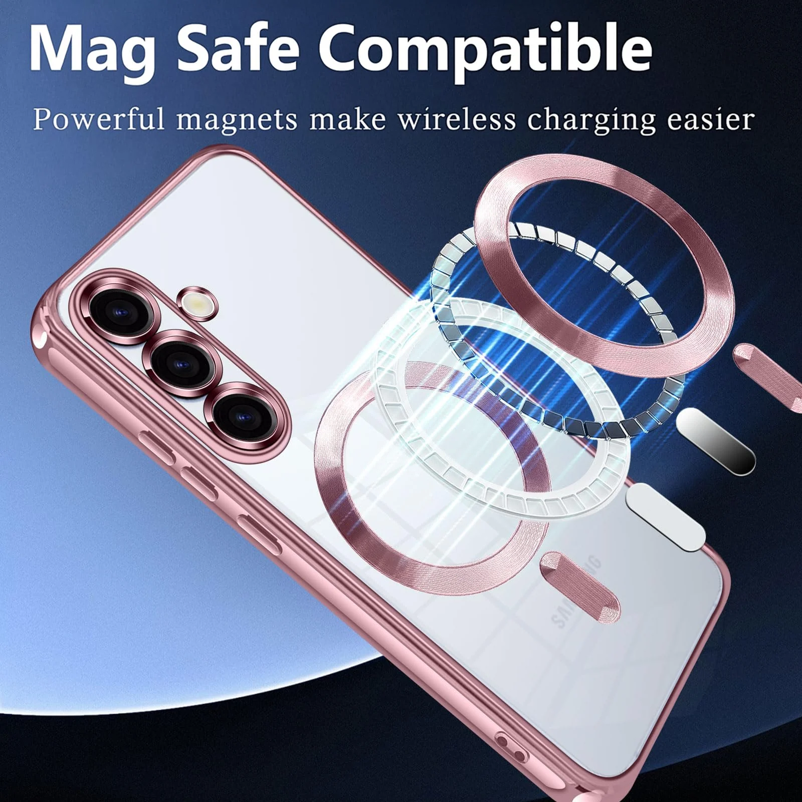 DL3 Mobilak Clear MagSafe-Compatible TPU Case and Camera Lens Protector for Samsung Galaxy A05S - Pink