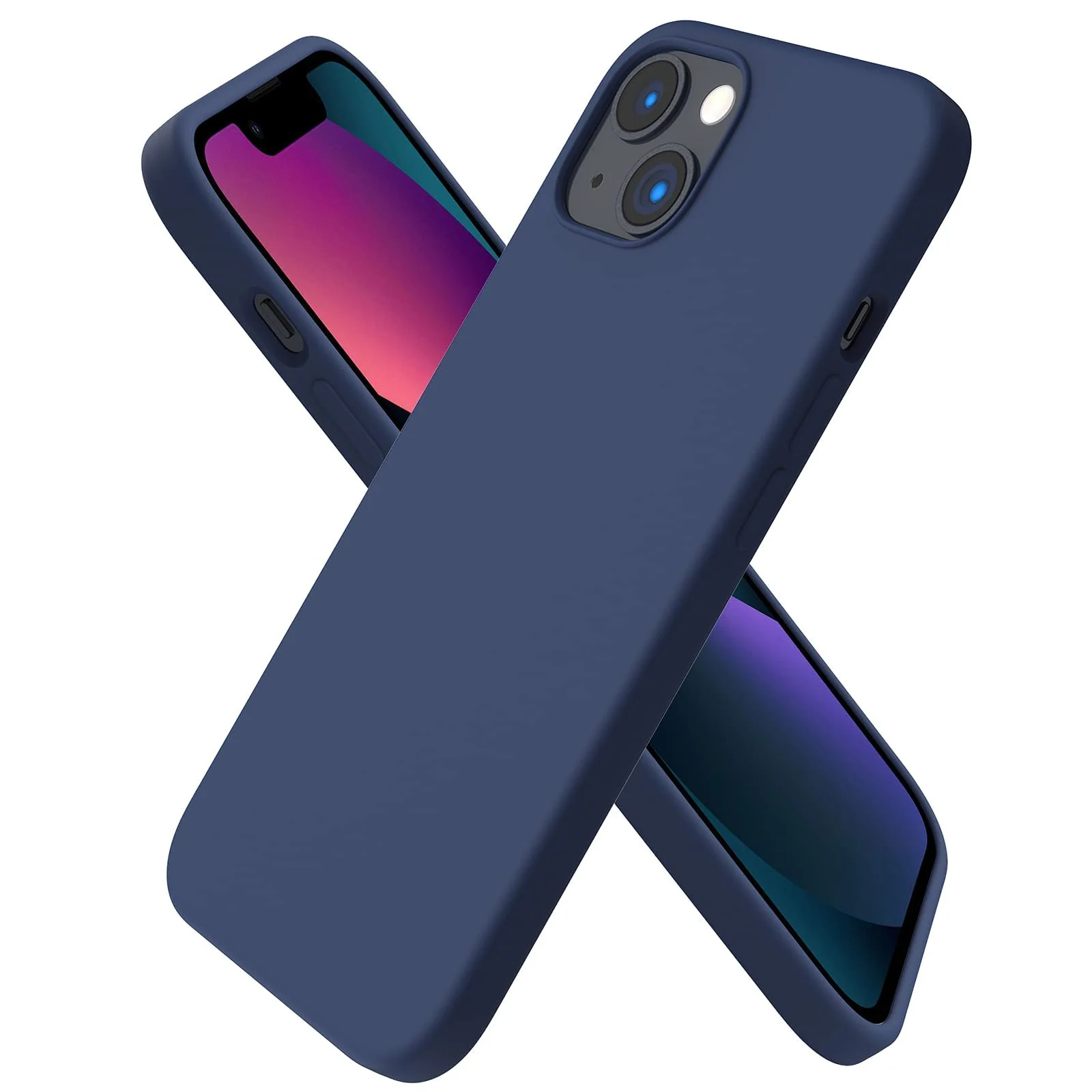 DL3 Mobilak Liquid Silicone Protective Case with Soft Microfiber Lining for iPhone 13 / iPhone 14 - Midnight Blue