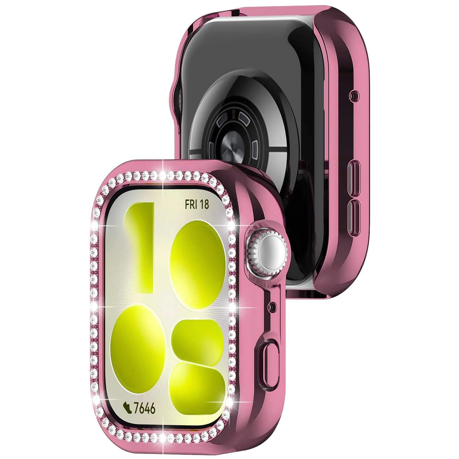 DL3 MOBILAK Crystal Bling Hard PC Watch Bumper for Huawei Watch Fit 5, Pink