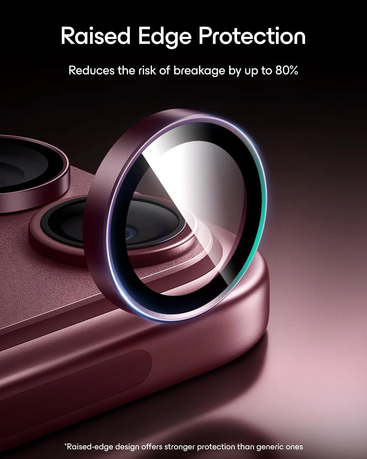 DL3 MOBILAK Individual Ring Camera Lens Protector for Apple iPhone 18 Pro and 18 Pro Max - Burgundy