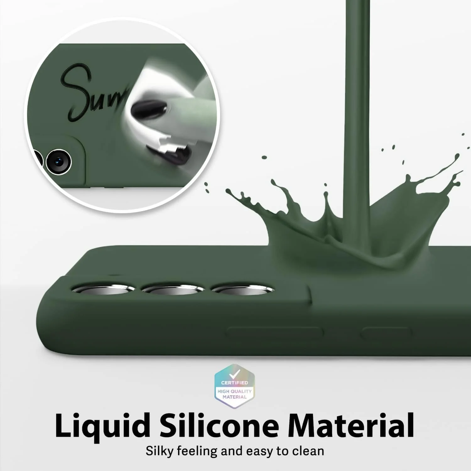 DL3 Mobilak Liquid Silicone Protective Case with Soft Microfiber Lining with Full Camera Protection for Samsung Galaxy S22 5G - Green