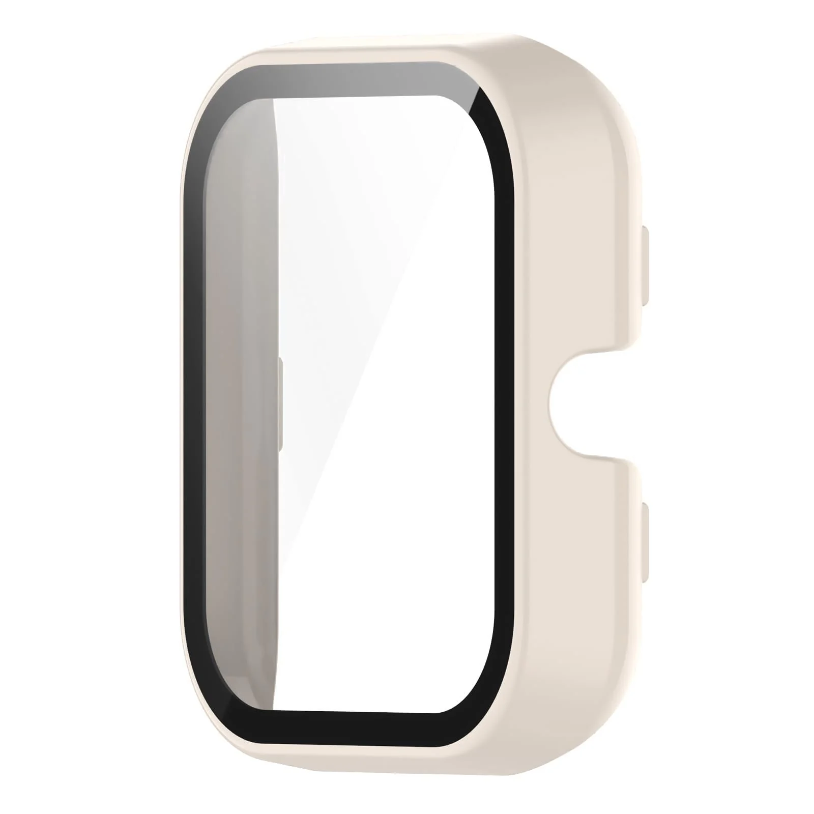 DL3 MOBILAK Full-Coverage Watch Case with Tempered Glass for Amazfit Bip 3 / Bip 3 Pro, Ivory White