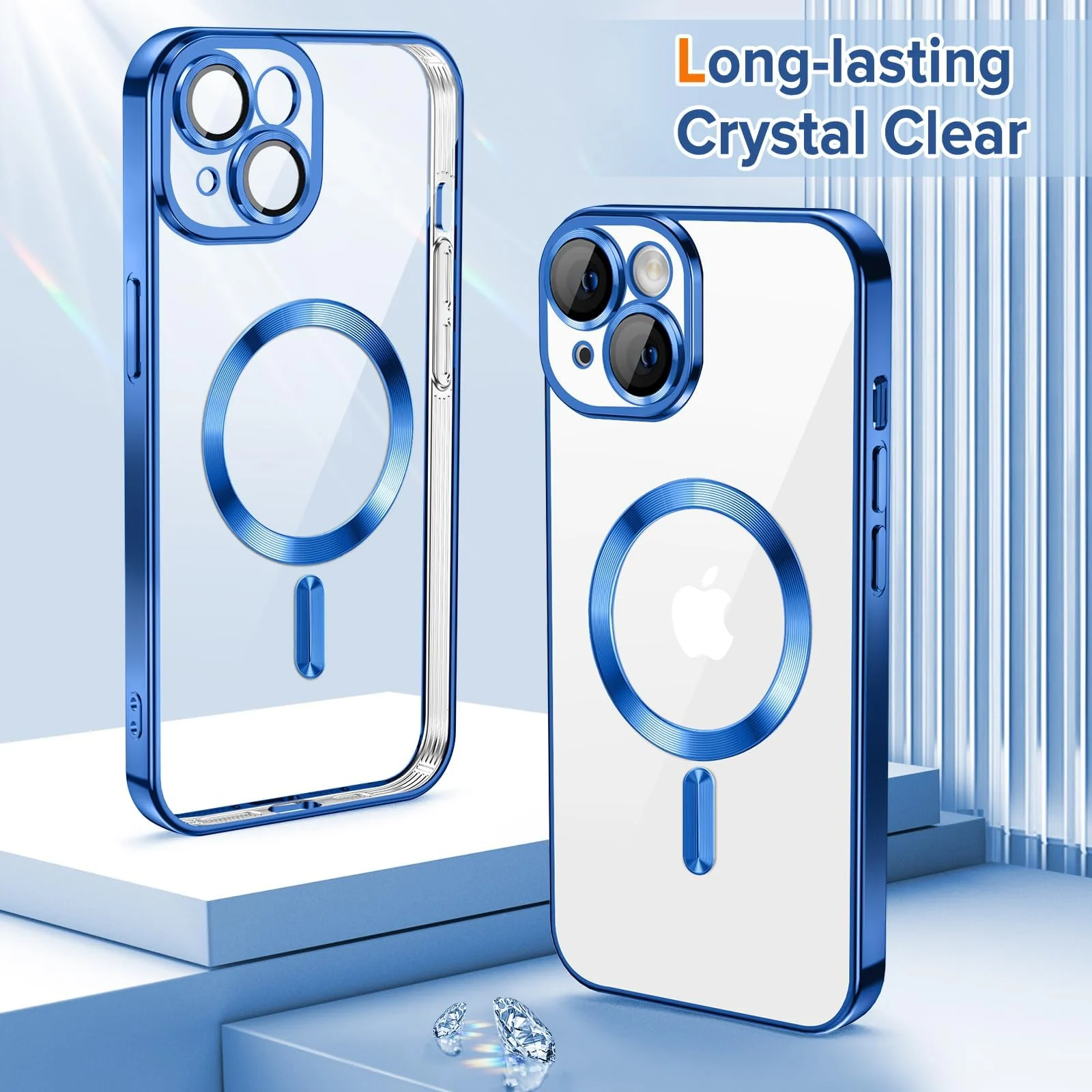 DL3 Mobilak MagSafe-Compatible Magnetic Case for iPhone 15 with Camera Protection and Shockproof Design - Blue