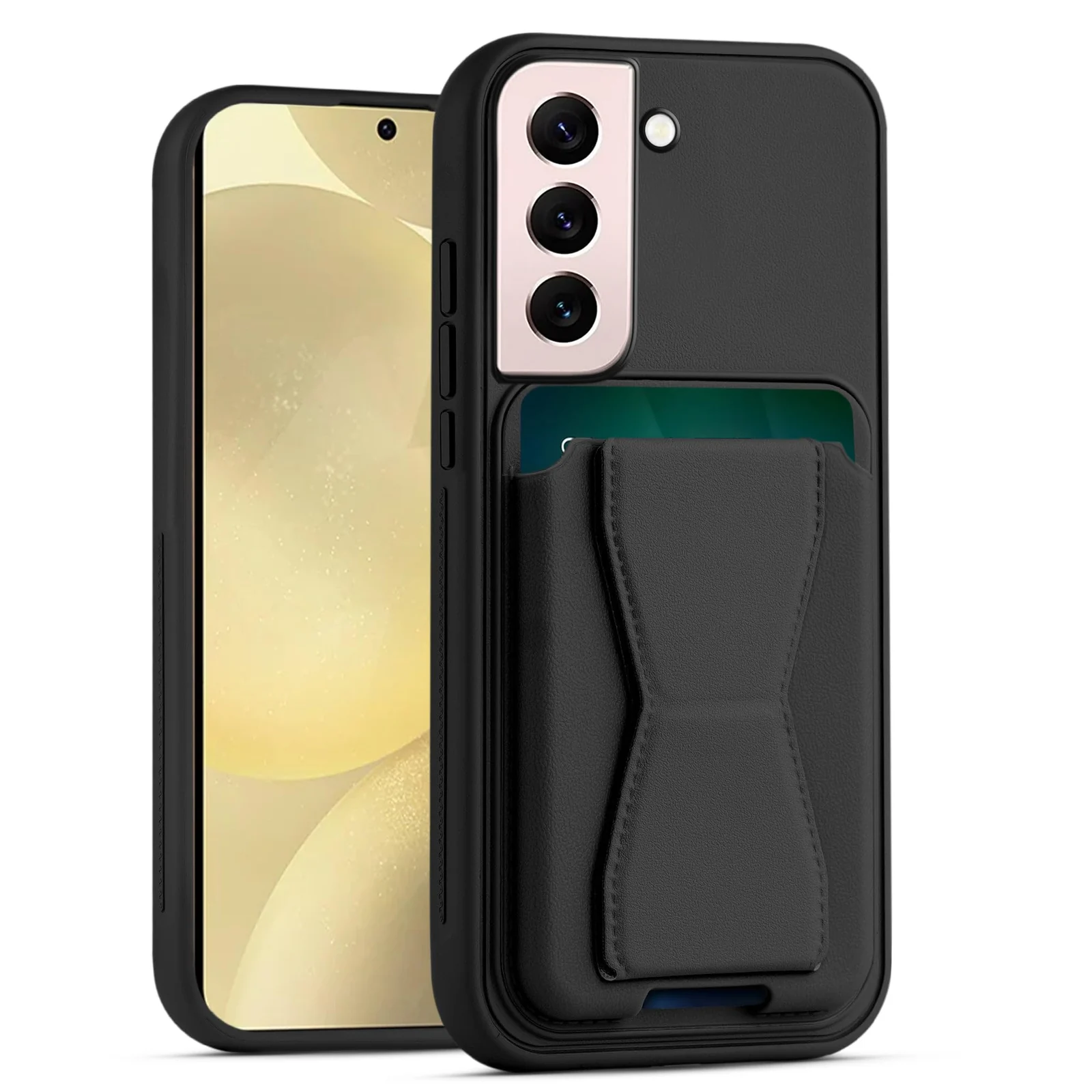 DL3 Mobilak Leather Wallet Case with Card Slot for Samsung Galaxy S22 5G with Camera Protection and Shockproof Design - Black