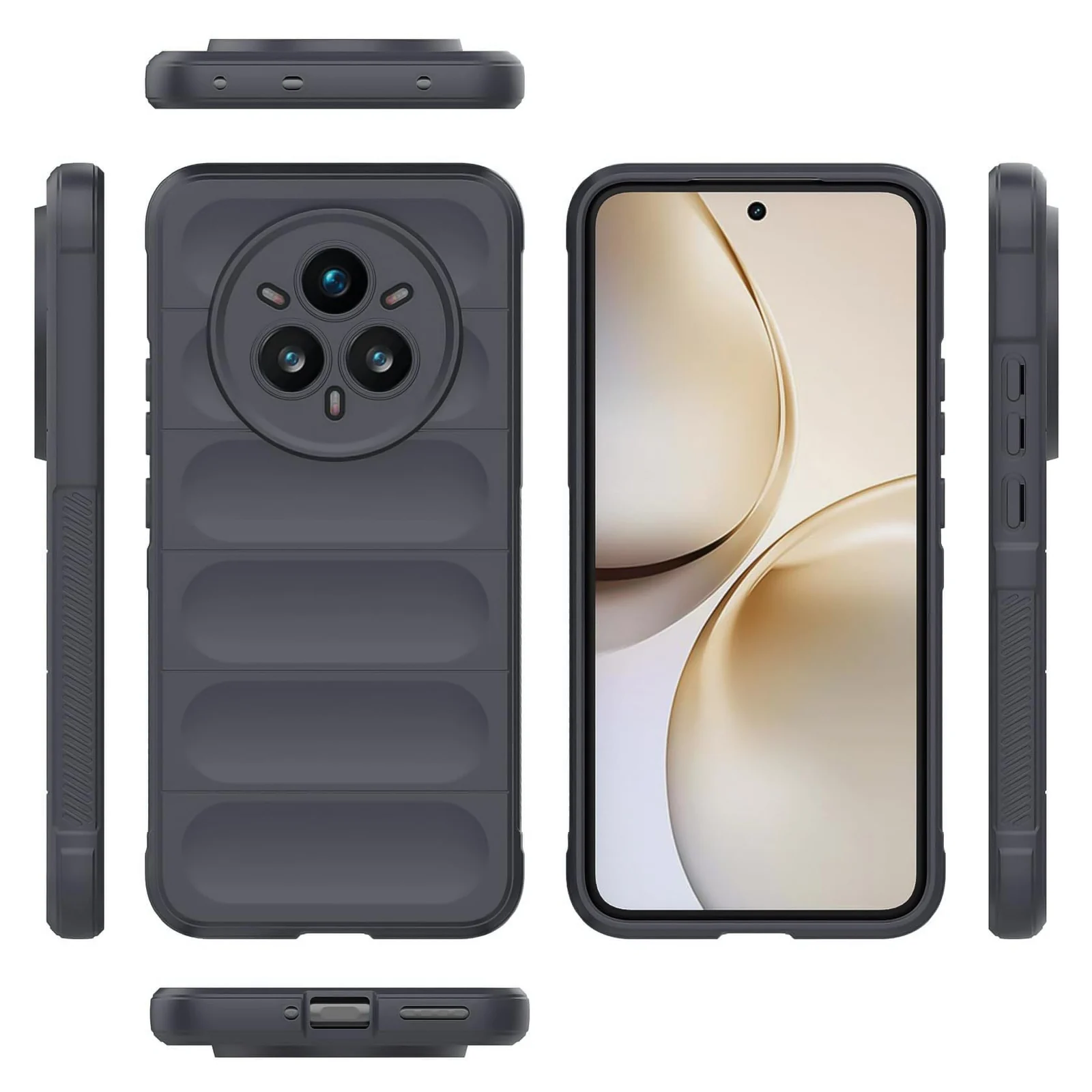 DL3 Mobilak Flexible Silicone and TPU Protective Case with Camera Protection for realme 14 Pro Plus 5G - Dark Gray